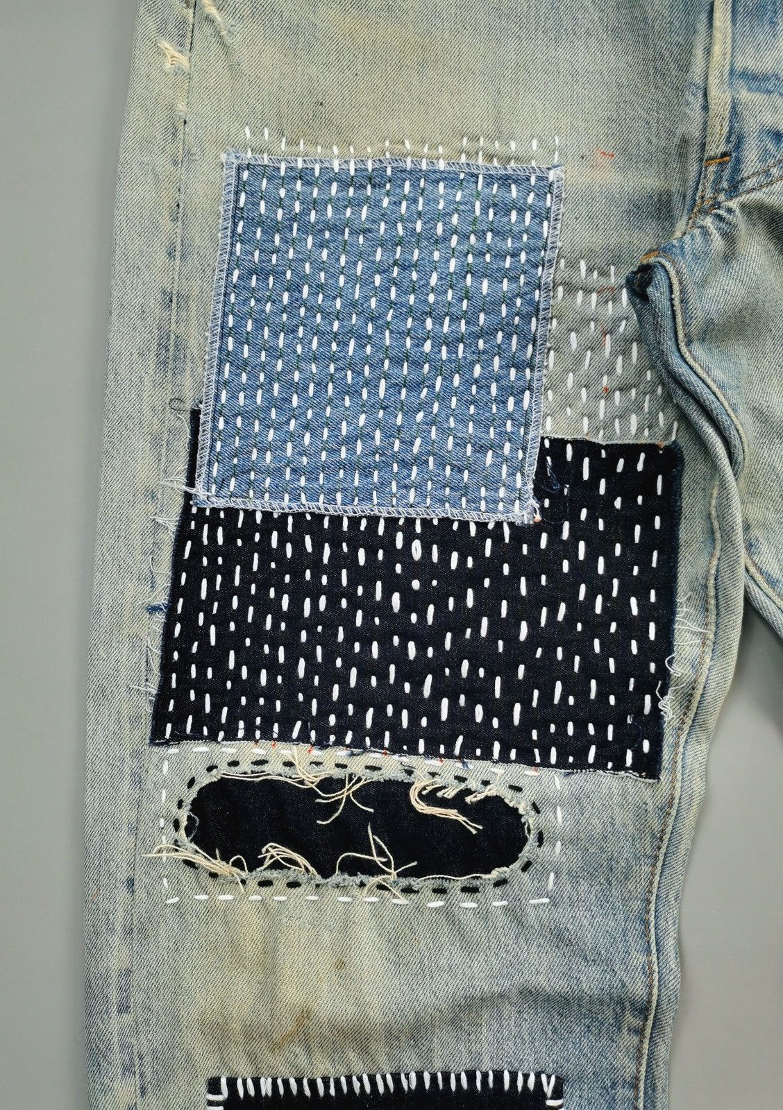 Levi's 80s Vintage Levis Selvedge Denim Patchwork Jeans Size US 36 / EU 52 - 4 Thumbnail