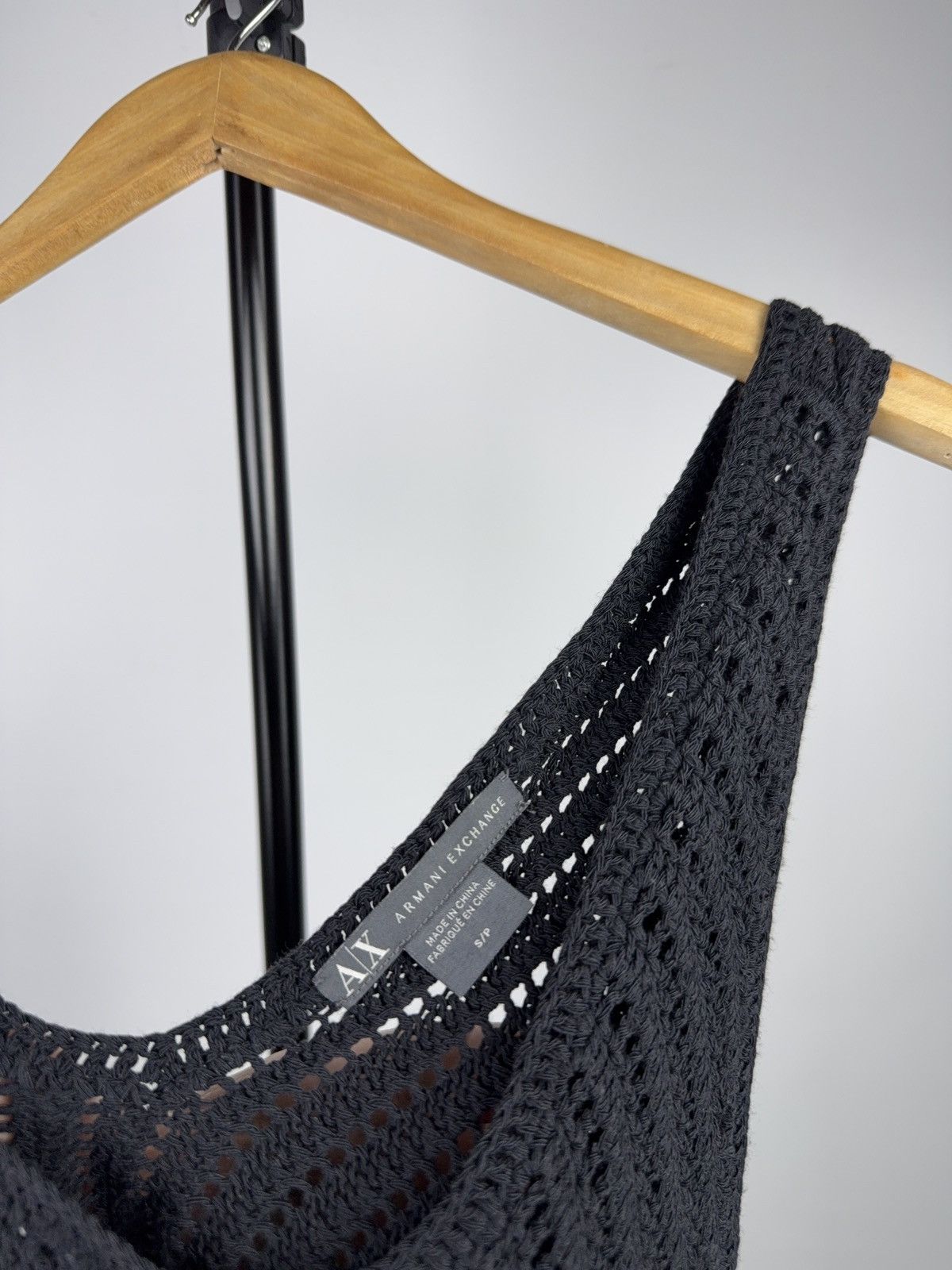 Armani Exchange Armani Exchange Black Knit Crochet Asymmetric Tank Top Size S / US 4 / IT 40 - 6 Thumbnail