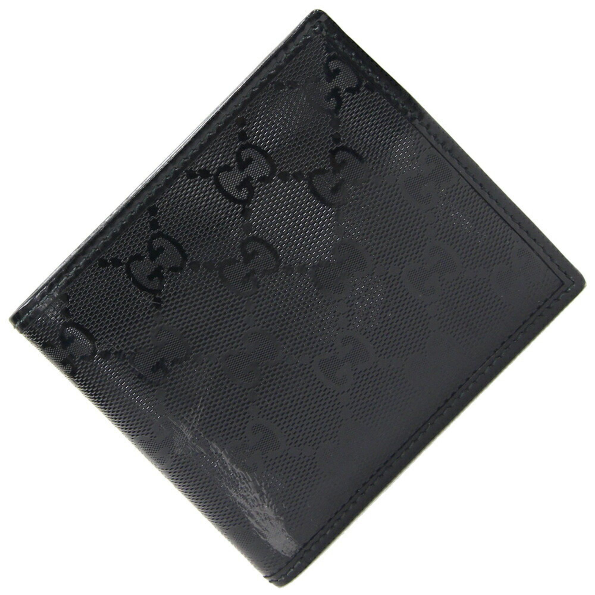 image of Gucci Bifold Wallet GG Implement Black Pvc Leather Compact Pattern Men's Gucci