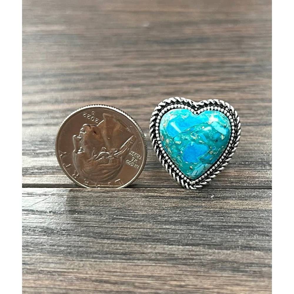 Other Boho Heart Gemstone Adjustable Statement Cuff Ring for Elega Size ONE SIZE - 3 Thumbnail