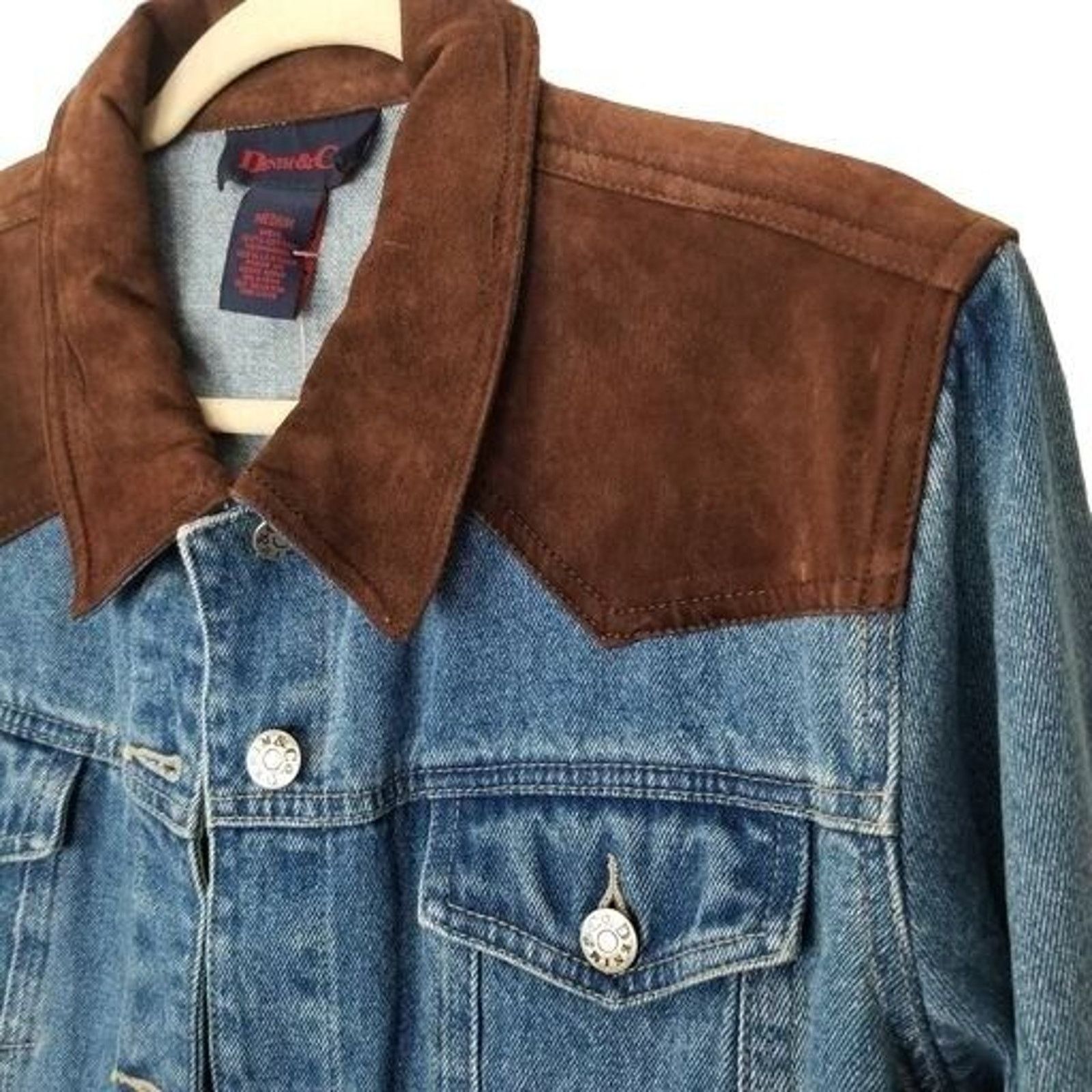 Denim & Co. QVC Denim & Co Womens Western Jean Jacket Sz M Leather Size M / US 6-8 / IT 42-44 - 5 Thumbnail