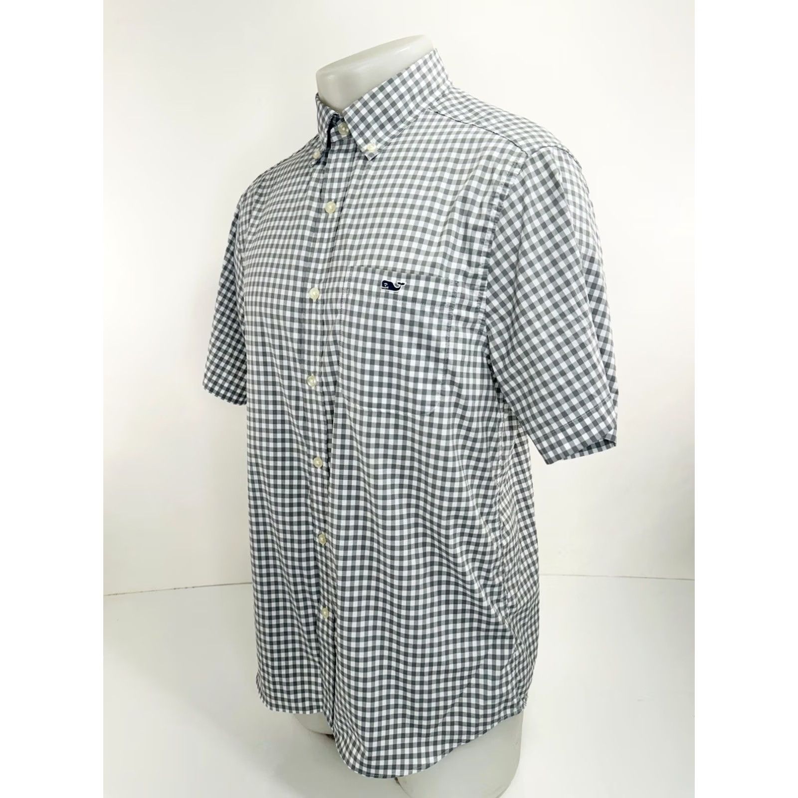 Vineyard Vines VINEYARD VINES NEW w TAG ON THE GO Plaid Check Gingham M Shirt Men Short Sleeve Gray / White Button-Up Size M Size US M / EU 48-50 / 2 - 3 Thumbnail