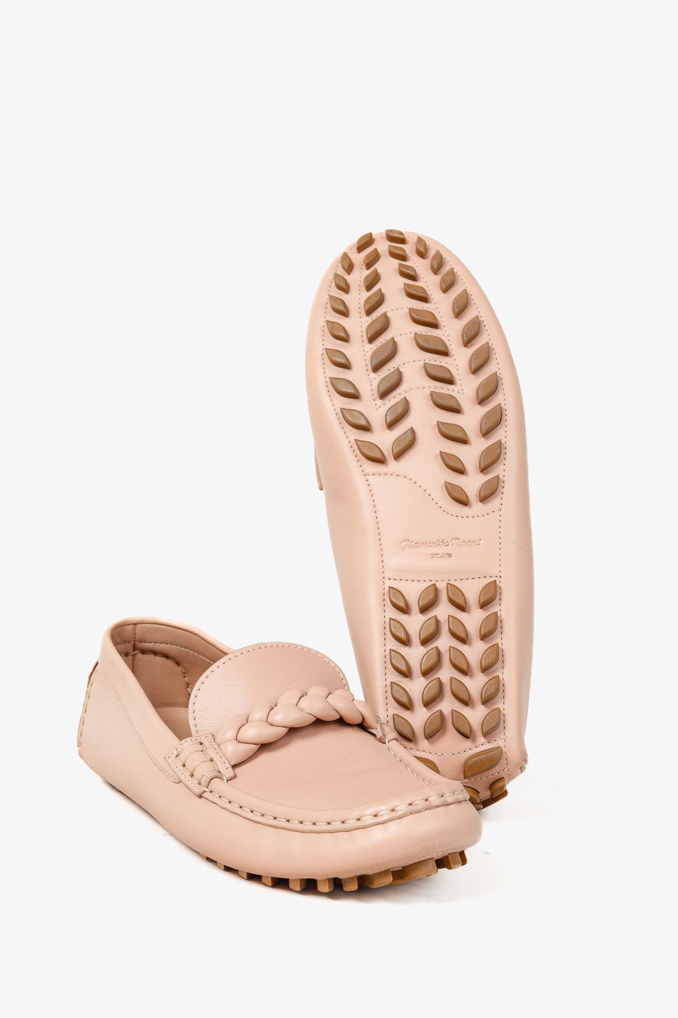 Gianvito Rossi Gianvito Rossi Monza Pink Braided Leather Loafers Size US 8.5 / IT 38.5 - 4 Thumbnail