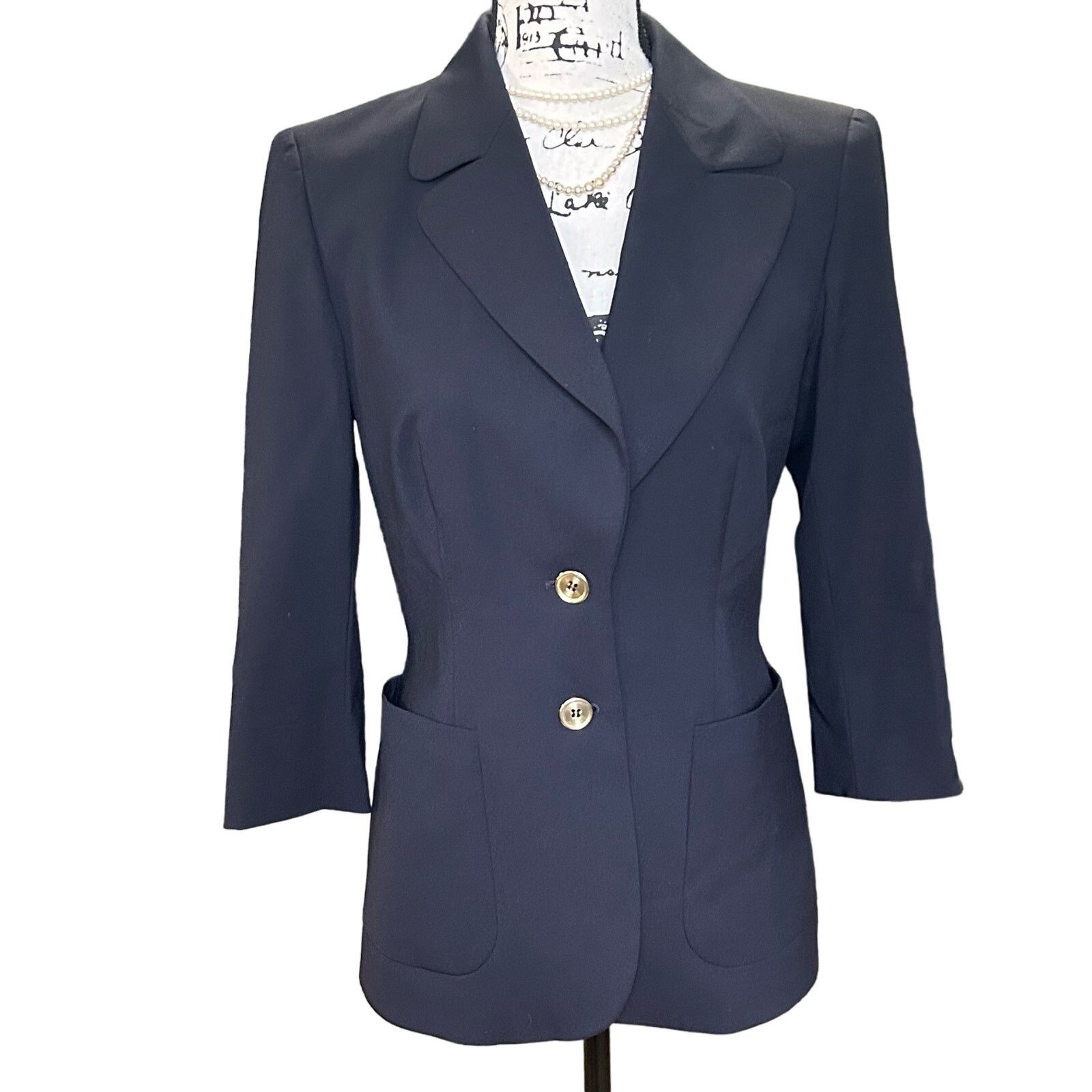 Escada Escada Blazer Black Gold Buttons 2 Button New Wool Classic Size M / US 6-8 / IT 42-44 - 1 Thumbnail