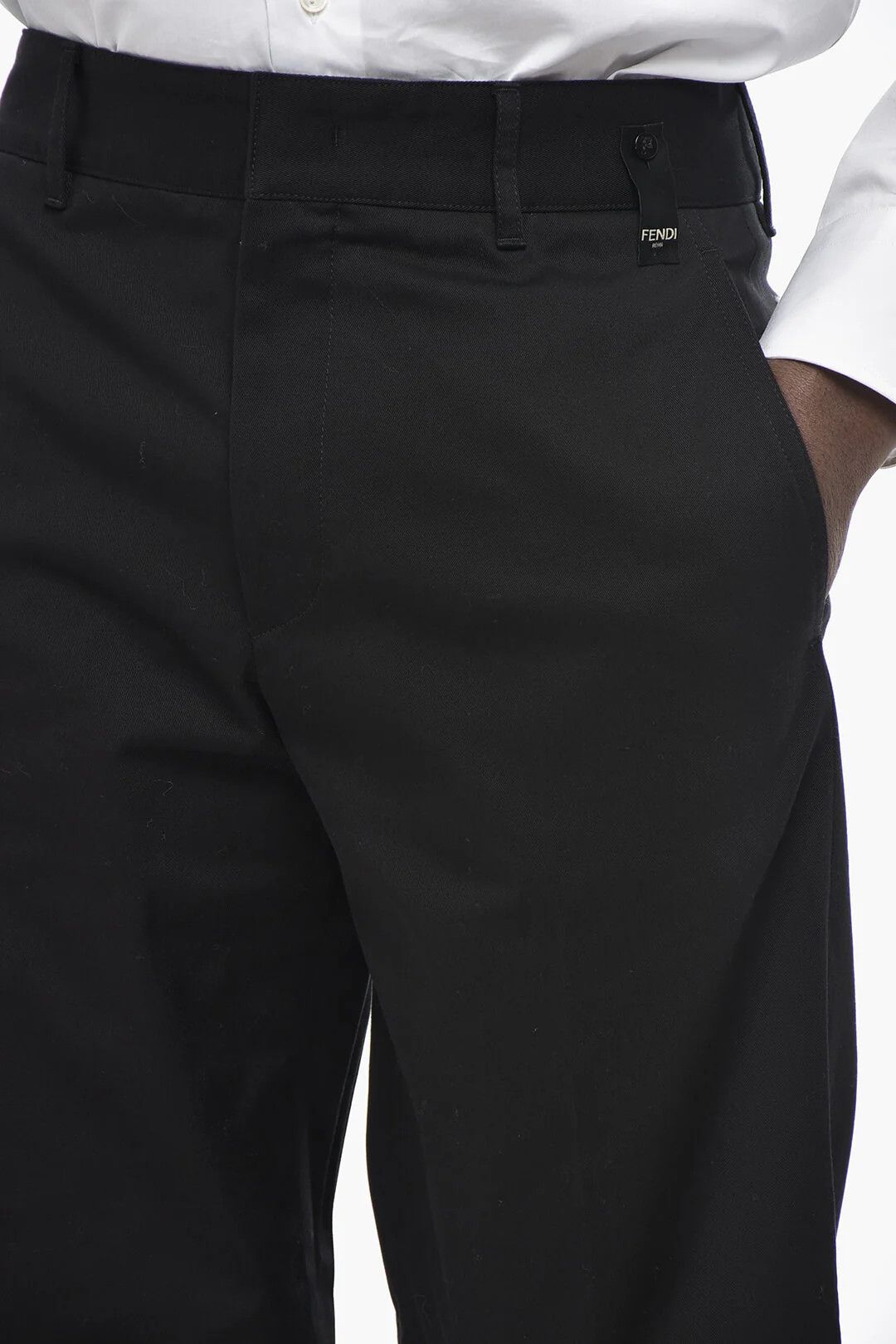Fendi og1mm0426 Solid Stretch Cotton Pant in Black Size US 32 / EU 48 - 3 Thumbnail