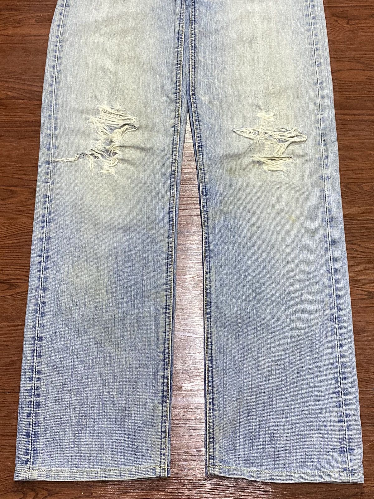 Japanese Brand Vintagw Lee Riders Faded Wash Distressed Loose Jeans Size US 30 / EU 46 - 5 Thumbnail