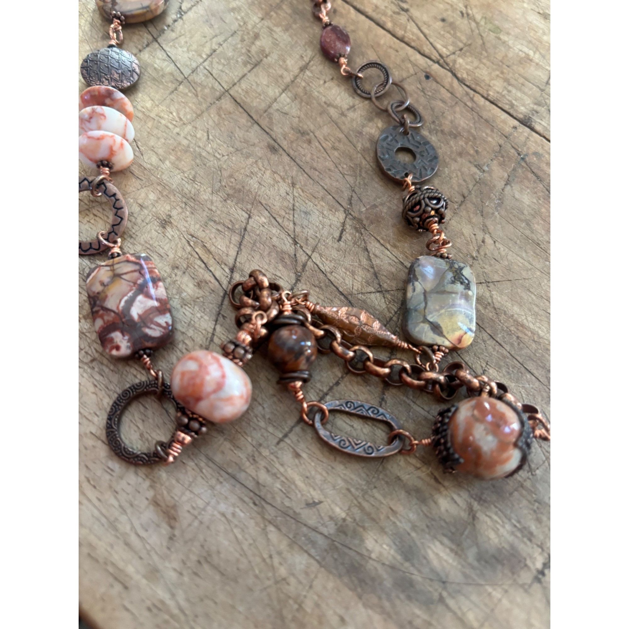 Other Handcrafted Copper Chain Necklace With Multicolored Gemstone Size ONE SIZE - 3 Thumbnail