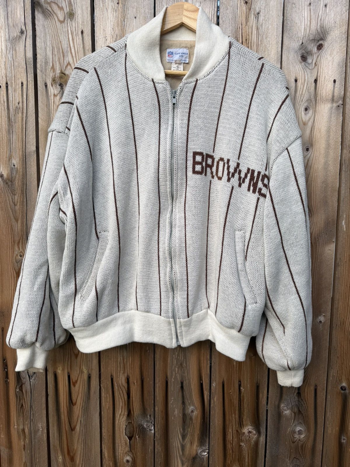 NFL Vintage Cleveland Browns Cliff Engle Football Knit Zip Large Size US L / EU 52-54 / 3 - 1 Thumbnail