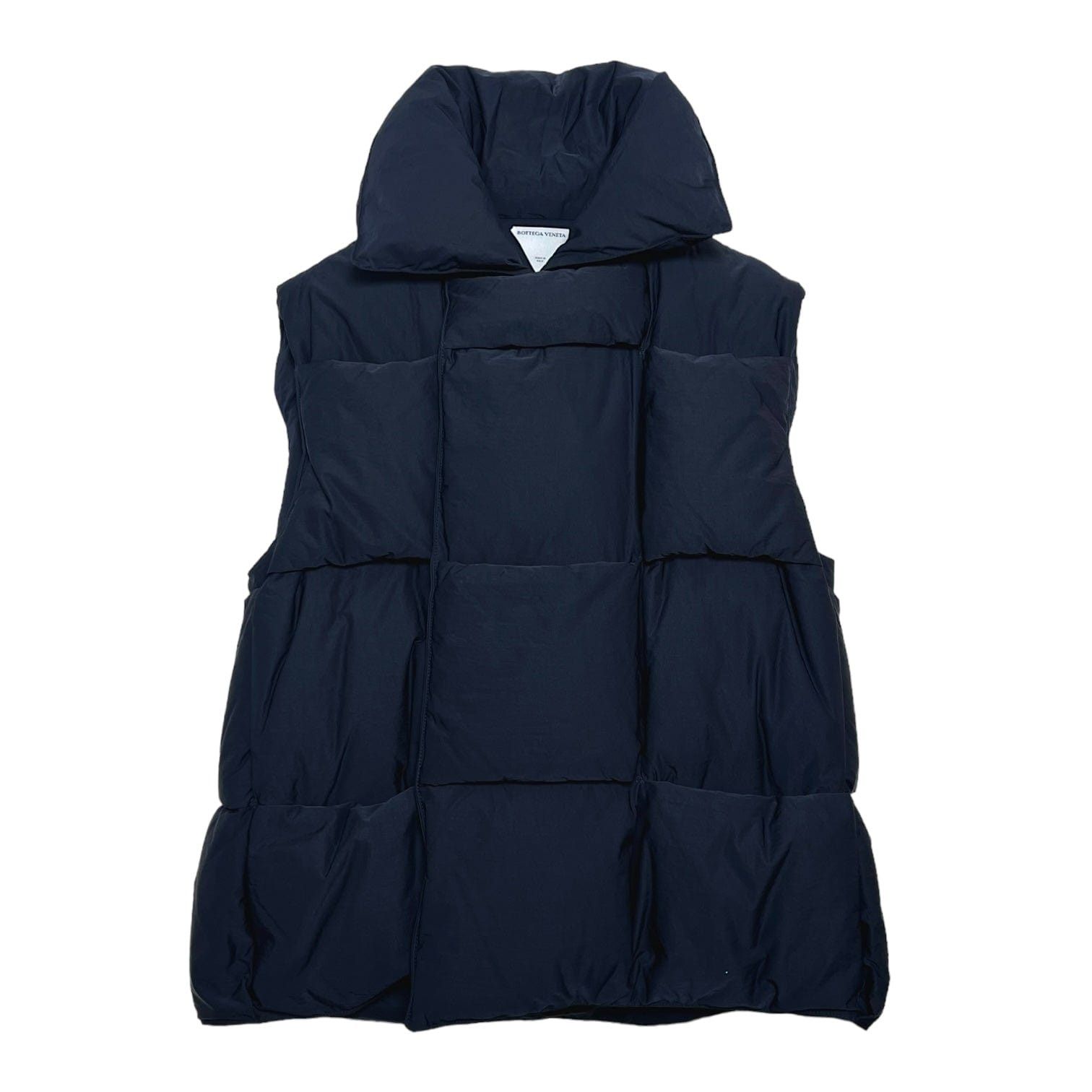 Bottega Veneta Oversized Intrecciato Quilted Padded Down Vest Midnight Nav Size US L / EU 52-54 / 3 - 1 Thumbnail