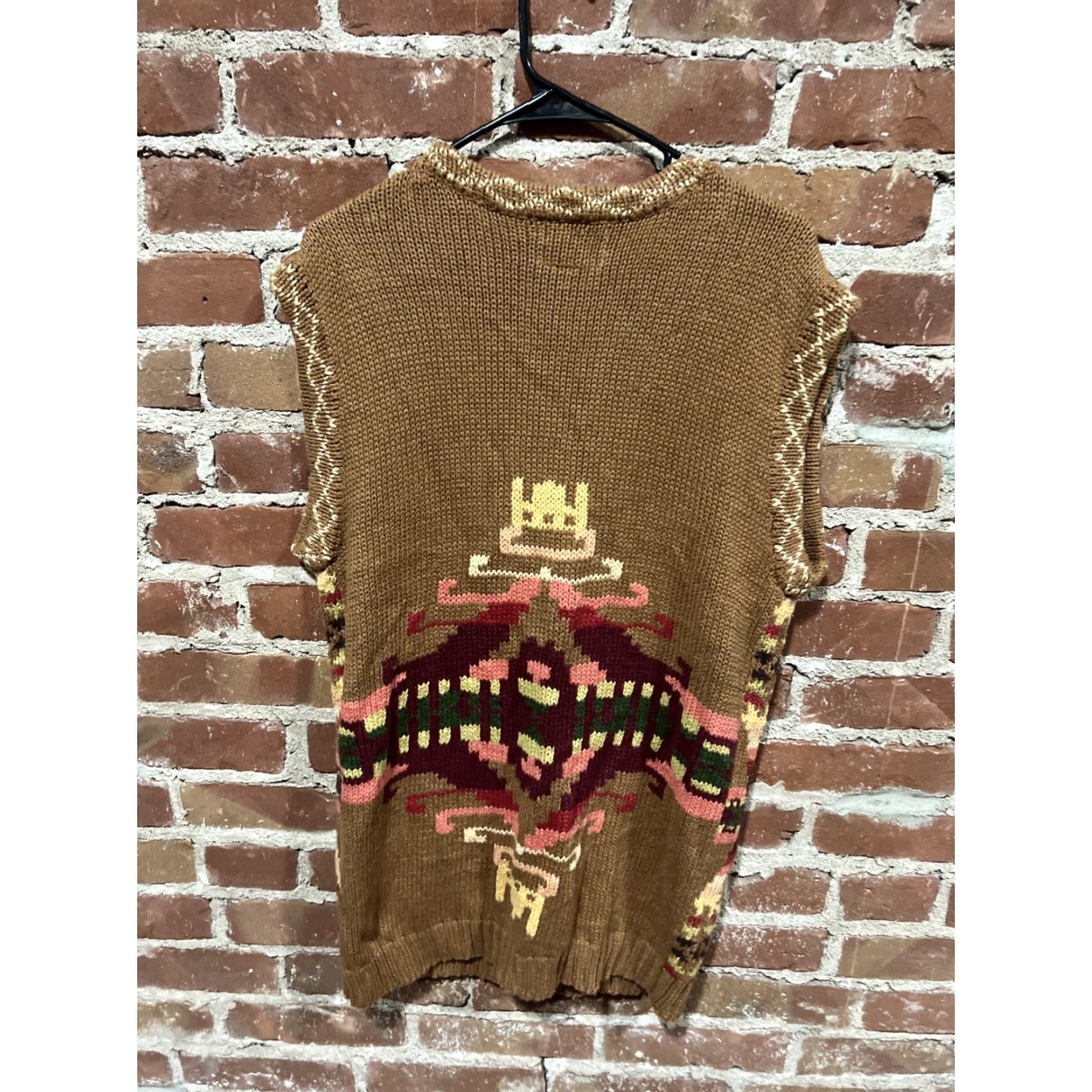 Vintage VINTAGE Cambridge Dry Goods Sweater Vest Shirt Women S Brown Ramie Cotton 90s Western Boots Geometric V-Neck Sleeveless 21x32 Size S / US 4 / IT 40 - 4 Thumbnail