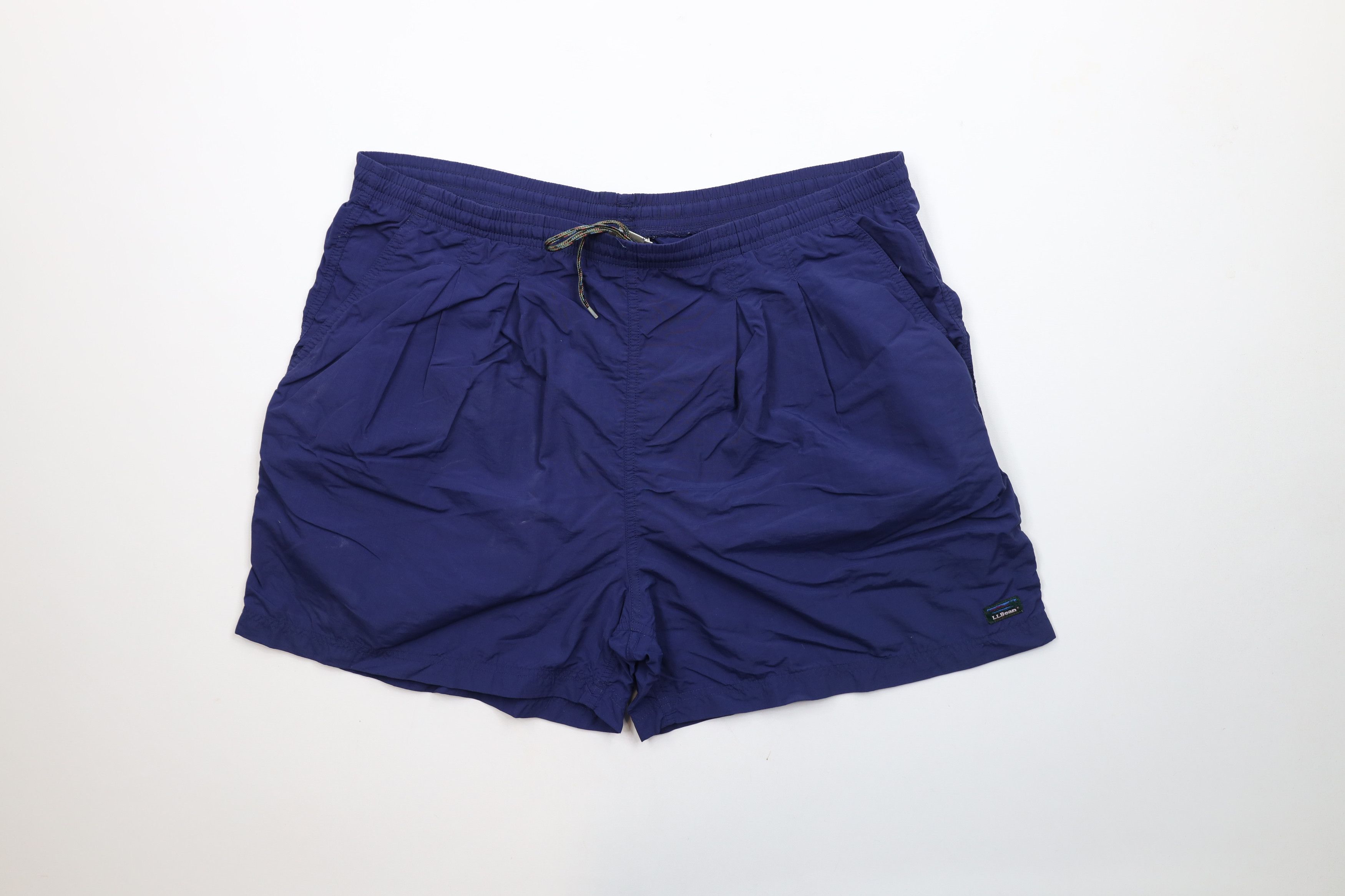 L.L. Bean × Vintage Vintage 90s LL Bean Spell Out Box Logo Shorts Blue Nylon Size 38" / US 16 / IT 52 - 1 Thumbnail