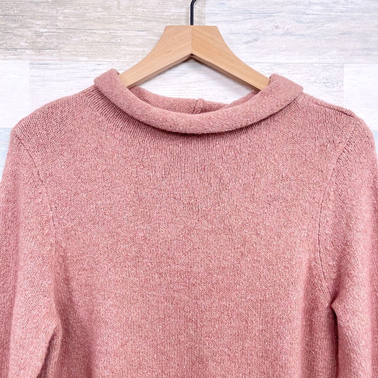 J. Jill J Jill Draped Funnel Neck Sweater Pink Stretch Wool Blend Size M / US 6-8 / IT 42-44 - 2 Thumbnail