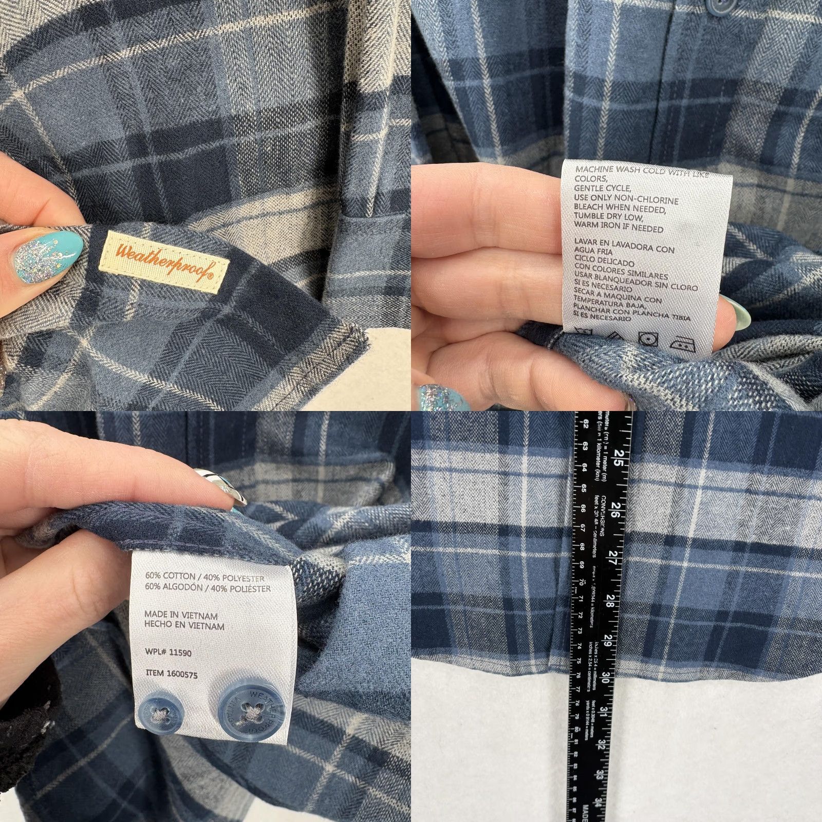 Weatherproof Weatherproof Vintage Shirt Mens Small Blue Plaid Flannel Button Front NWT Size US S / EU 44-46 / 1 - 8 Thumbnail