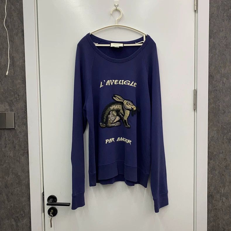 Gucci Gucci Rabbit embroidered blue sweatshirt 2502-Nextarrow Size US L / EU 52-54 / 3 - 1 Thumbnail