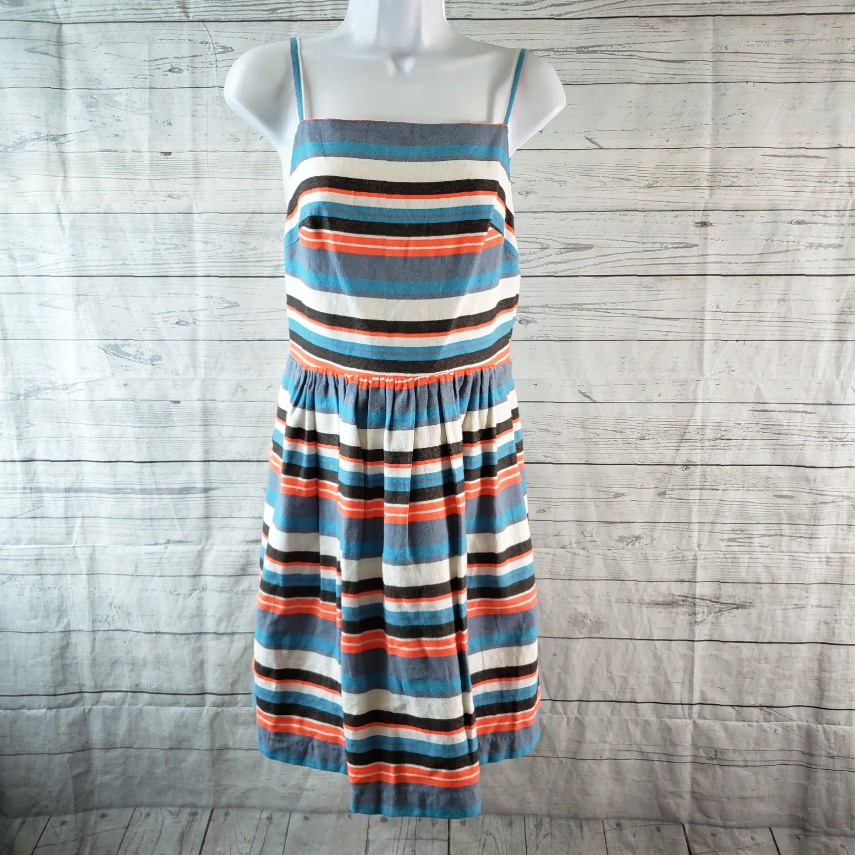 Paul & Joe Paul & Joe Sister Dress Womens Sz 40 Blue Orange Striped Open Back Sleeveless Zip Casual Fit & Flare Mens Womens Girls Size S / US 4 / IT 40 - 2 Thumbnail