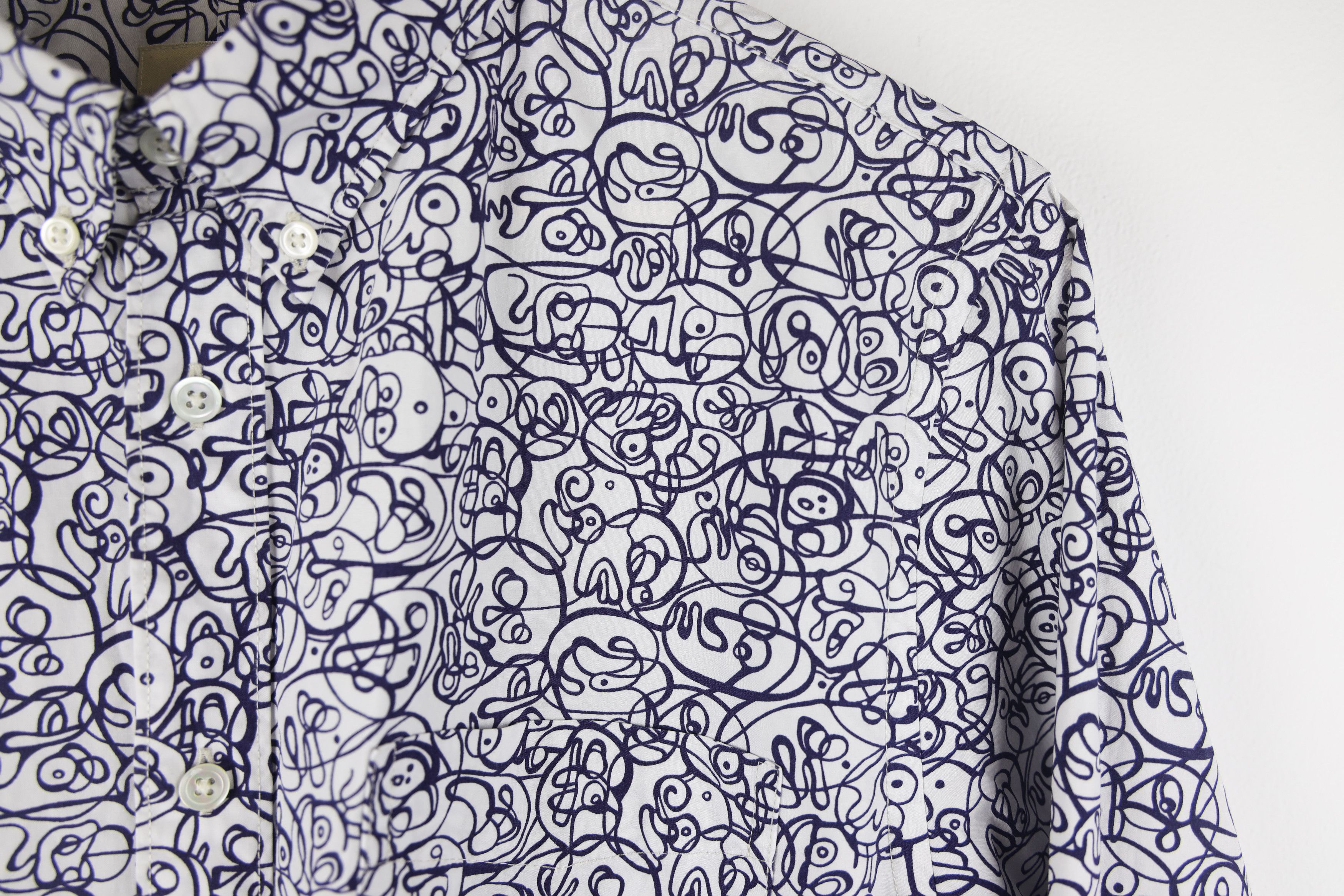 Bellerose Bellerose Mire Abstract Cotton Oxford Shirt Avant Garde Size US XL / EU 56 / 4 - 3 Thumbnail