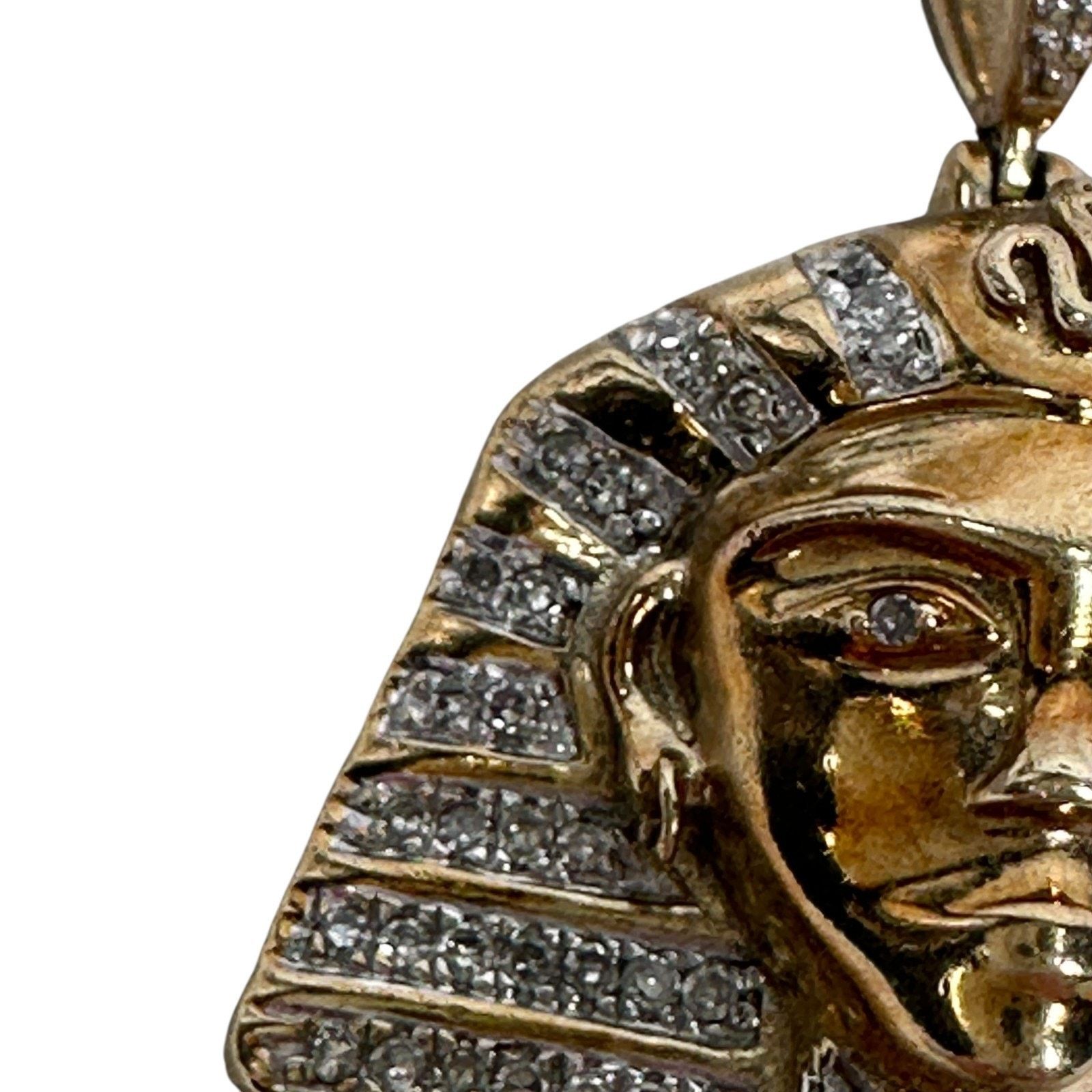 Other Joe Rodeo 10K Gold Pharaoh Diamond Pendant 30” Franco Chain Size 30 - 5 Thumbnail