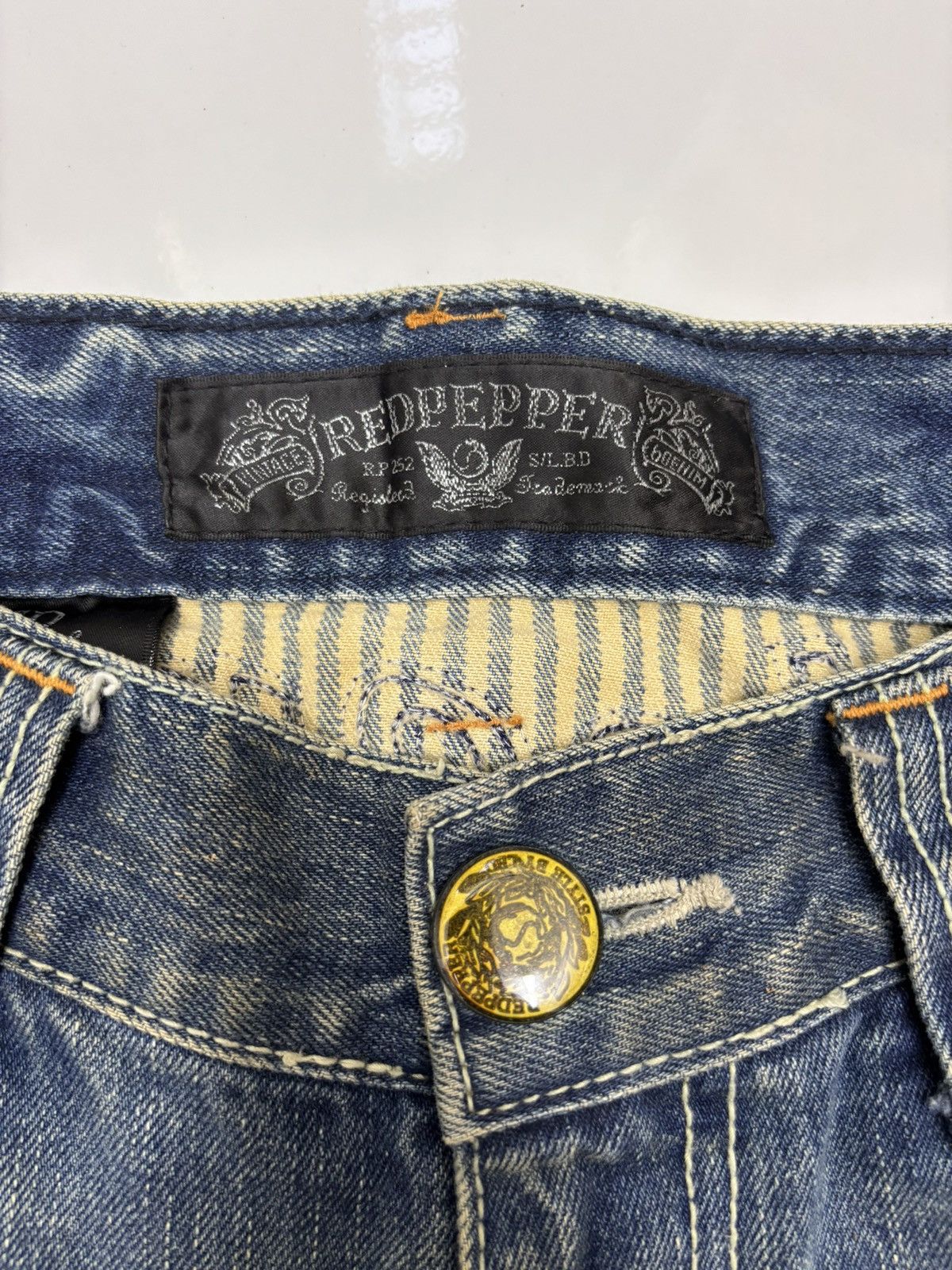 Kapital Red Pepper Double Waist Claw Mark Distressed Denim Jeans Size US 30 / EU 46 - 10 Thumbnail