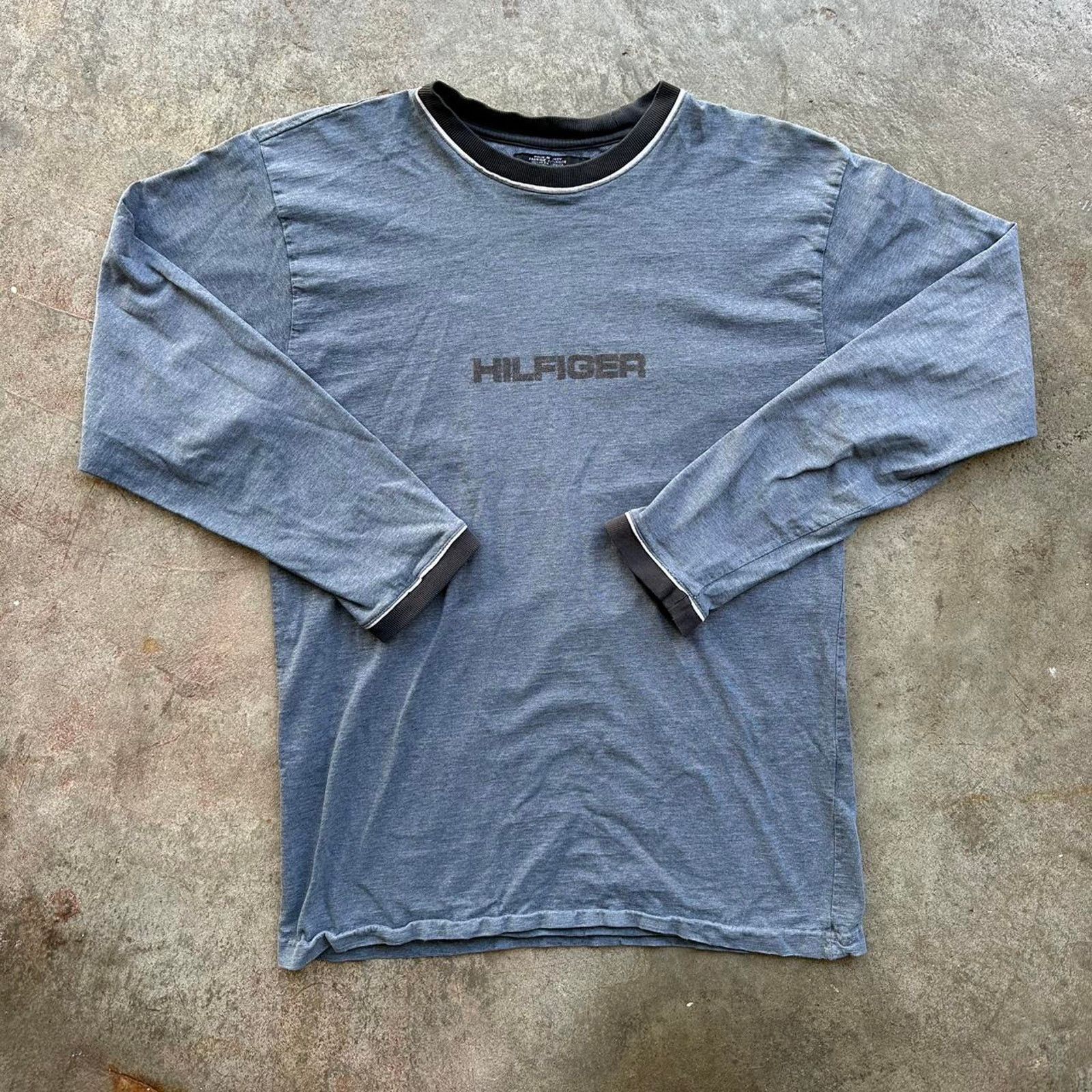 Tommy Hilfiger Vintage Blue Tommy Hilfiger (old logo) Long Sleeve Shirt Size US M / EU 48-50 / 2 - 1 Thumbnail