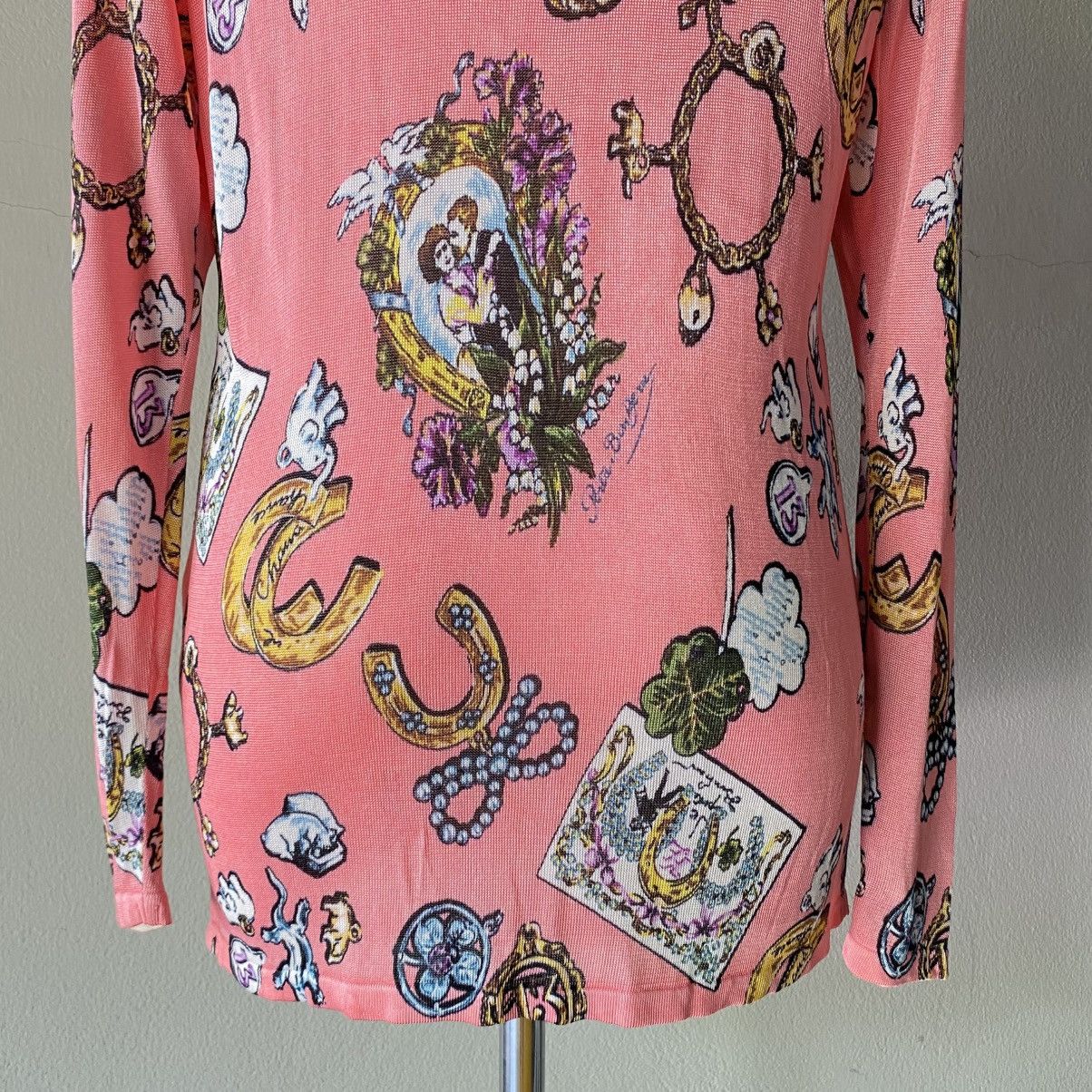 Karl Lagerfeld Karl Lagerfeld Pink Graphic Print Long Sleeve Top Size S / US 4 / IT 40 - 22 Thumbnail