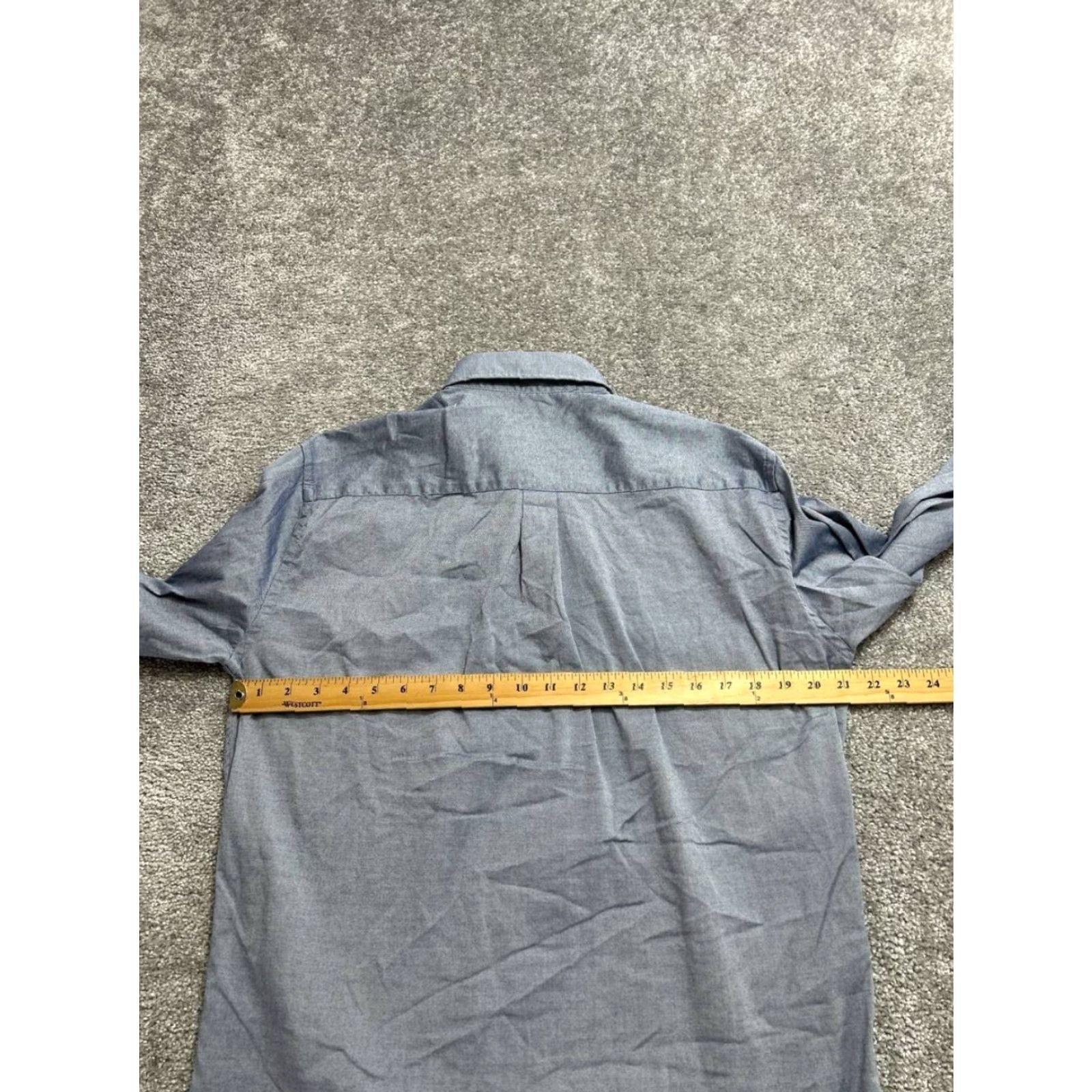 Peter Millar Peter Millar Dress Shirt Mens Medium Gray Cotton Stretch Button-Down Formal Shirt Size 40R - 5 Thumbnail