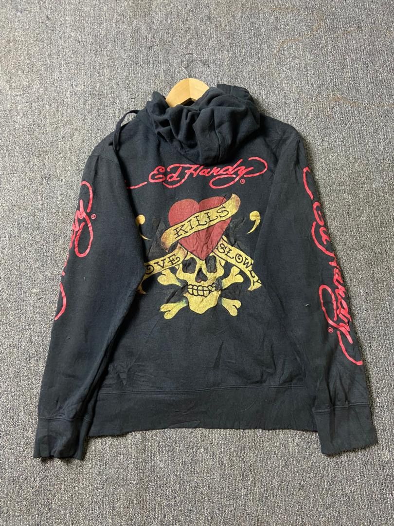 Ed Hardy Vintage Ed Hardy Skulls Love Graphic Zip Up Hoodie (180) Size US L / EU 52-54 / 3 - 2 Thumbnail