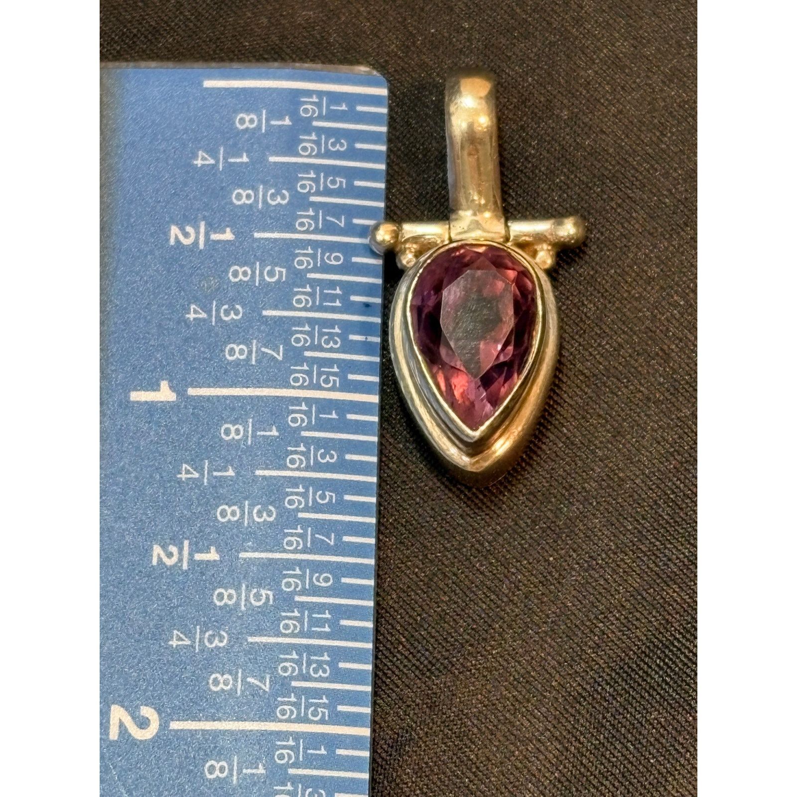 Other Sterling Silver Pear Cut Amethyst Quartz Pendant Teardrop Size ONE SIZE - 5 Thumbnail