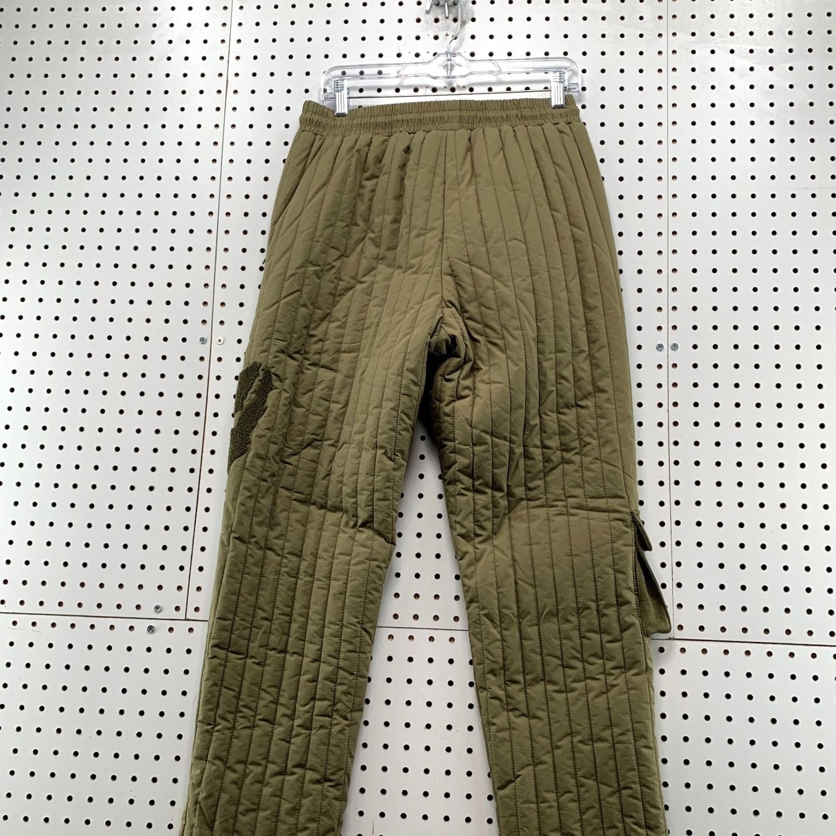 Olive Tier Cargo Pants Mens M Olive Green Quilted Insulated Retro Size 32" / US 10 / IT 46 - 7 Thumbnail