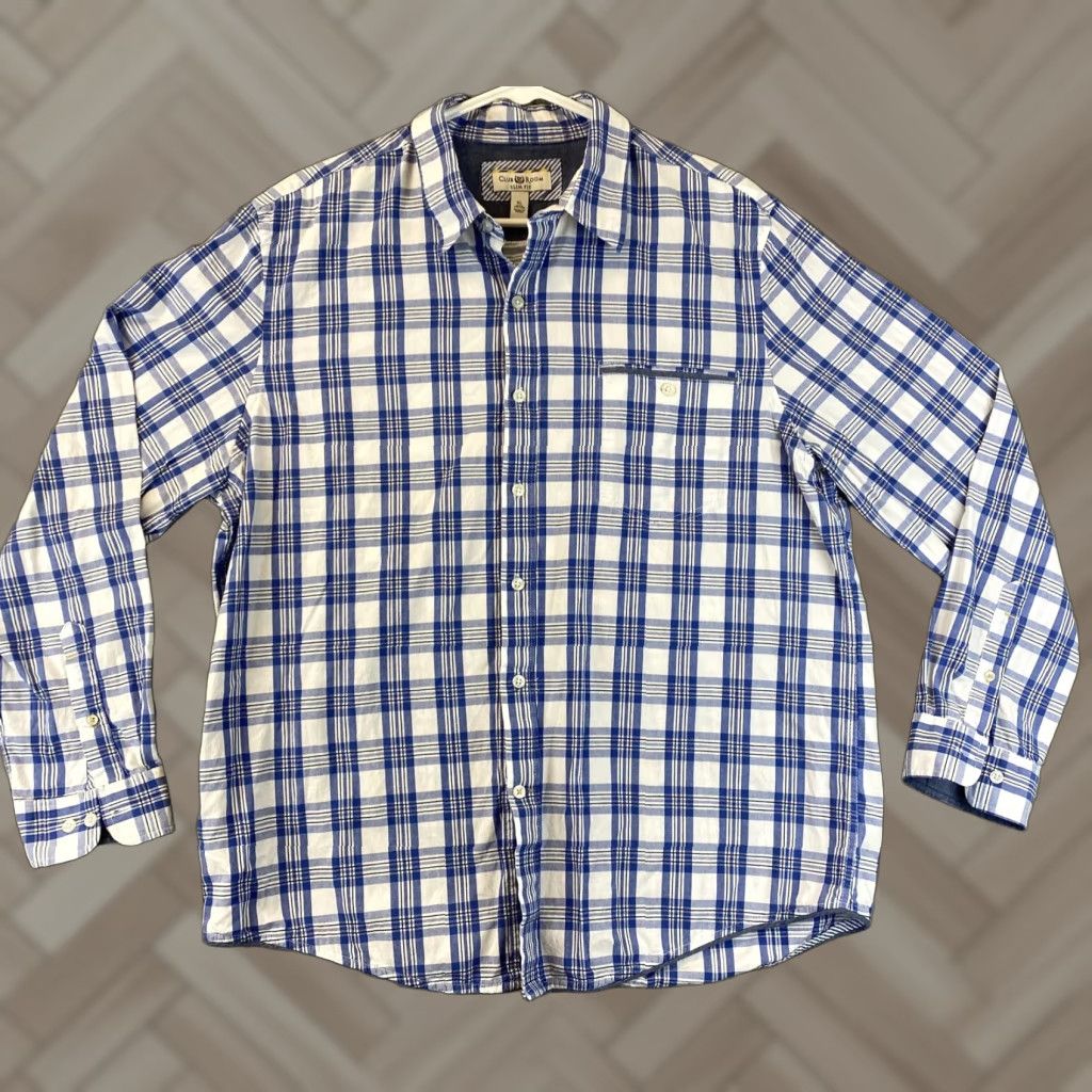 Club Room Club Room Shirt Mens XL Blue Slim-Fit Plaid Long Sleeve All Seasons 74-18 Size US XL / EU 56 / 4 - 1 Thumbnail