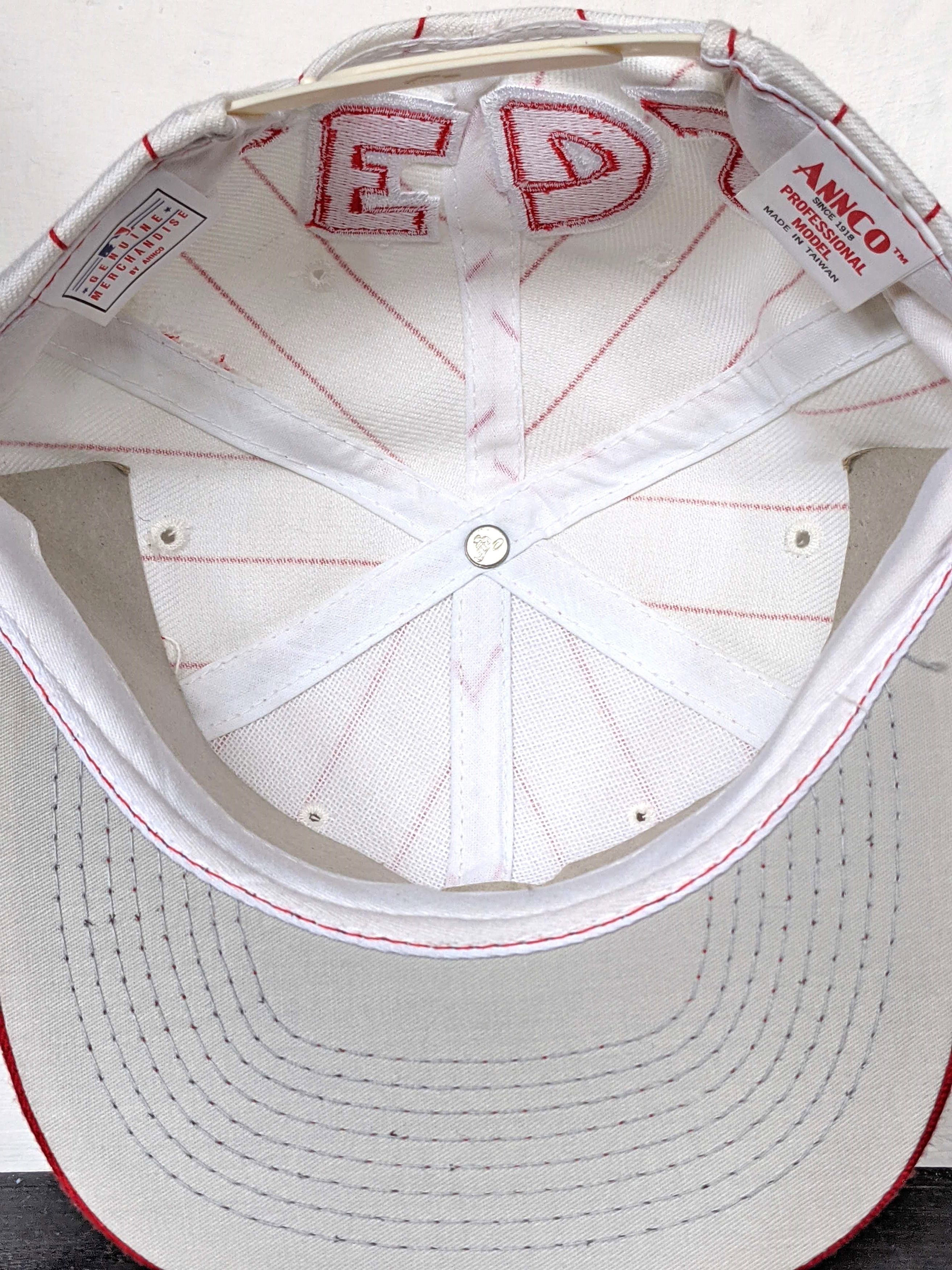 Sports Specialties NEW Cincinnati Reds 90s ANNCO Block PINSTRIPE hat MLB vtg Size ONE SIZE - 5 Thumbnail
