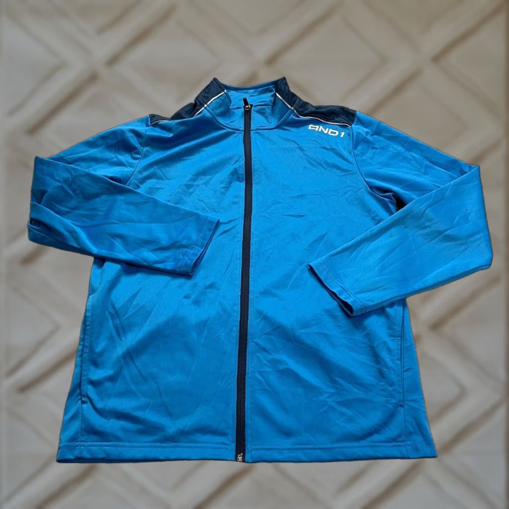 Vintage AND1 Active Jacket Mens M Blue Full Zip Mock Neck Outdoor Athleisure Logo Jacket Size US M / EU 48-50 / 2 - 1 Thumbnail