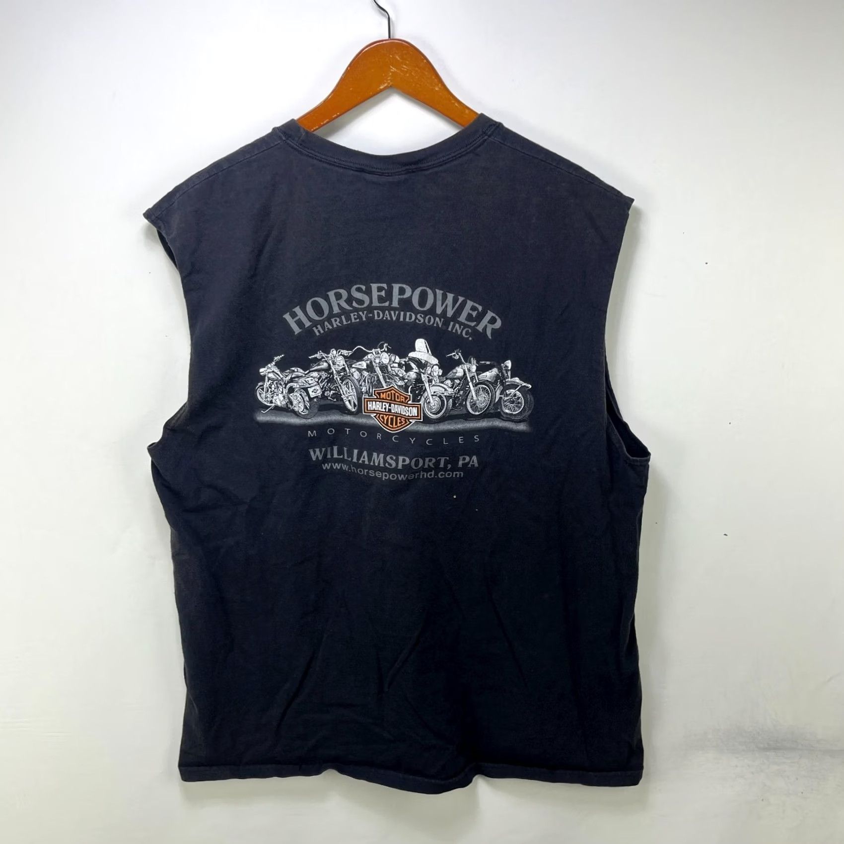 Harley Davidson VINTAGE Harley-Davidson Sleeveless Shirt XL Black Cotton 90s USA Mens T-Shirt Size US XL / EU 56 / 4 - 2 Thumbnail