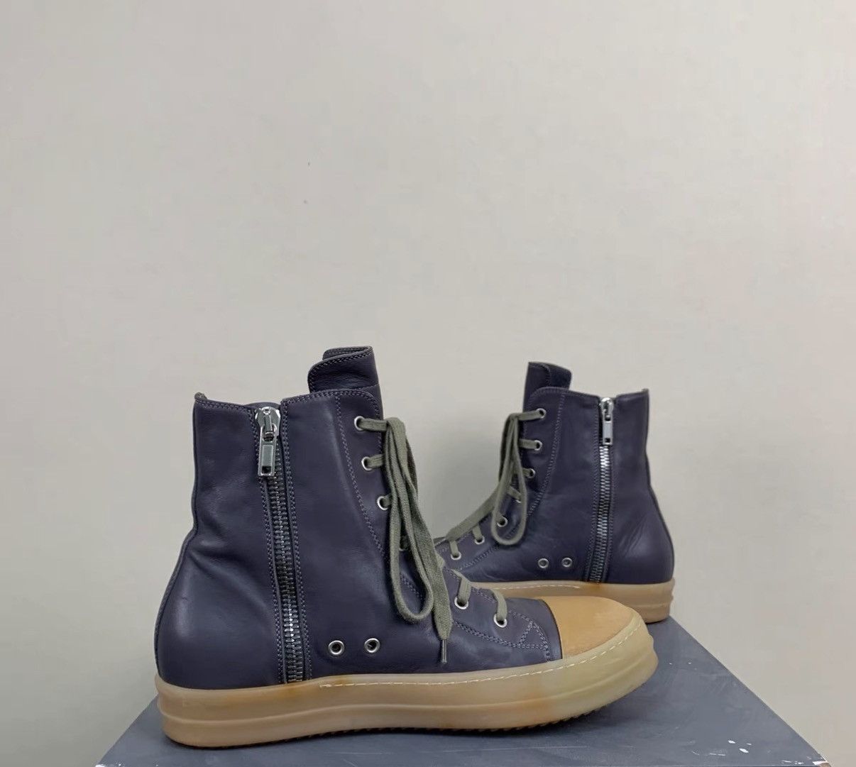 Rick Owens Rick Owens Mainline Leather Sneakers with Raw/Vibram Sole Size US 10 / EU 43 - 3 Thumbnail