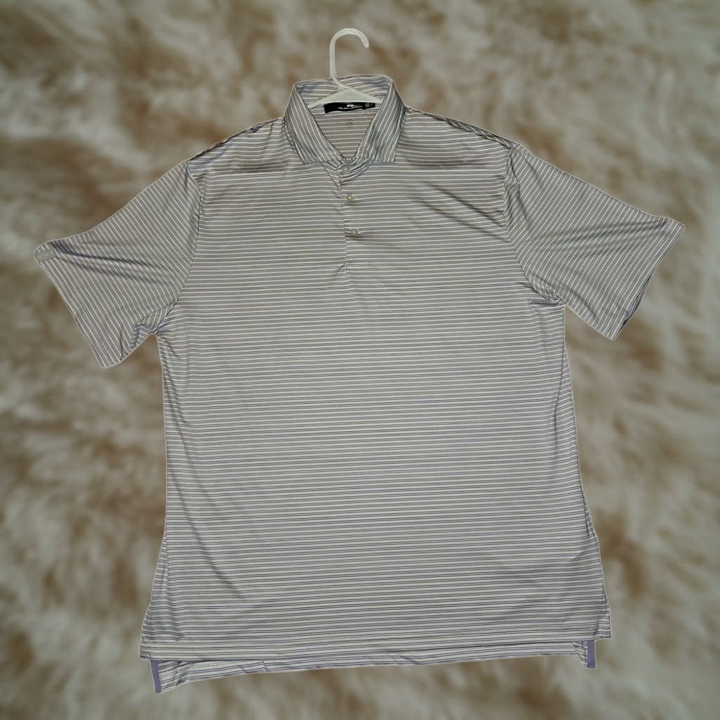 RLX Ralph Lauren RLX Ralph Lauren Polo Golf Active Preppy Striped Shirt Mens L White/Purple Size US L / EU 52-54 / 3 - 1 Thumbnail