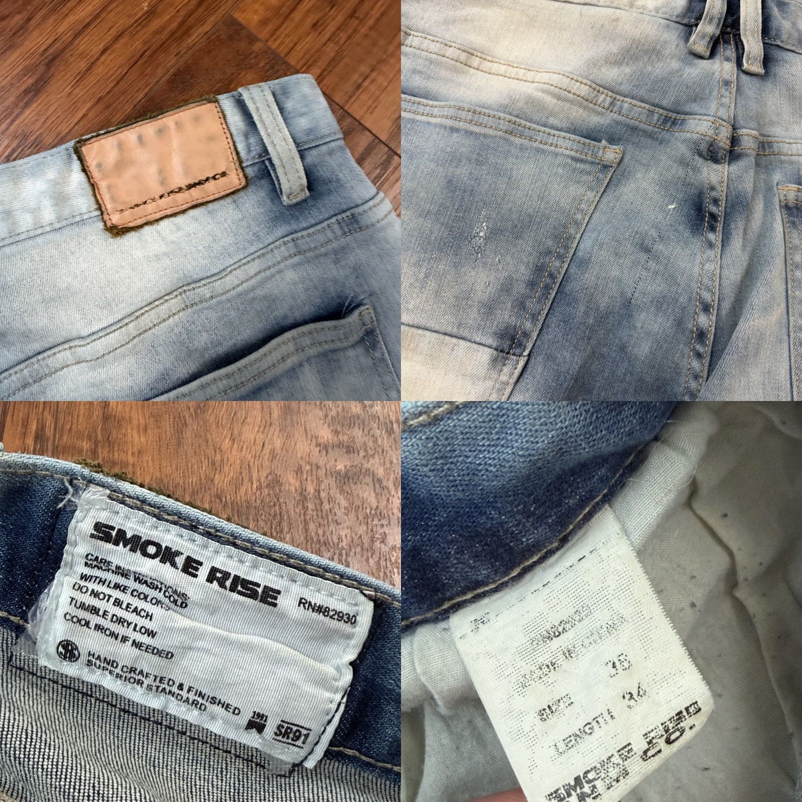 Vintage Smoke Rise Jeans Men 38 Straight Distressed Stretch Casual Moto Acid Wash Grunge Denim Jeans Mens 38x34 Spring 90s Style Size US 38 / EU 54 - 9 Thumbnail