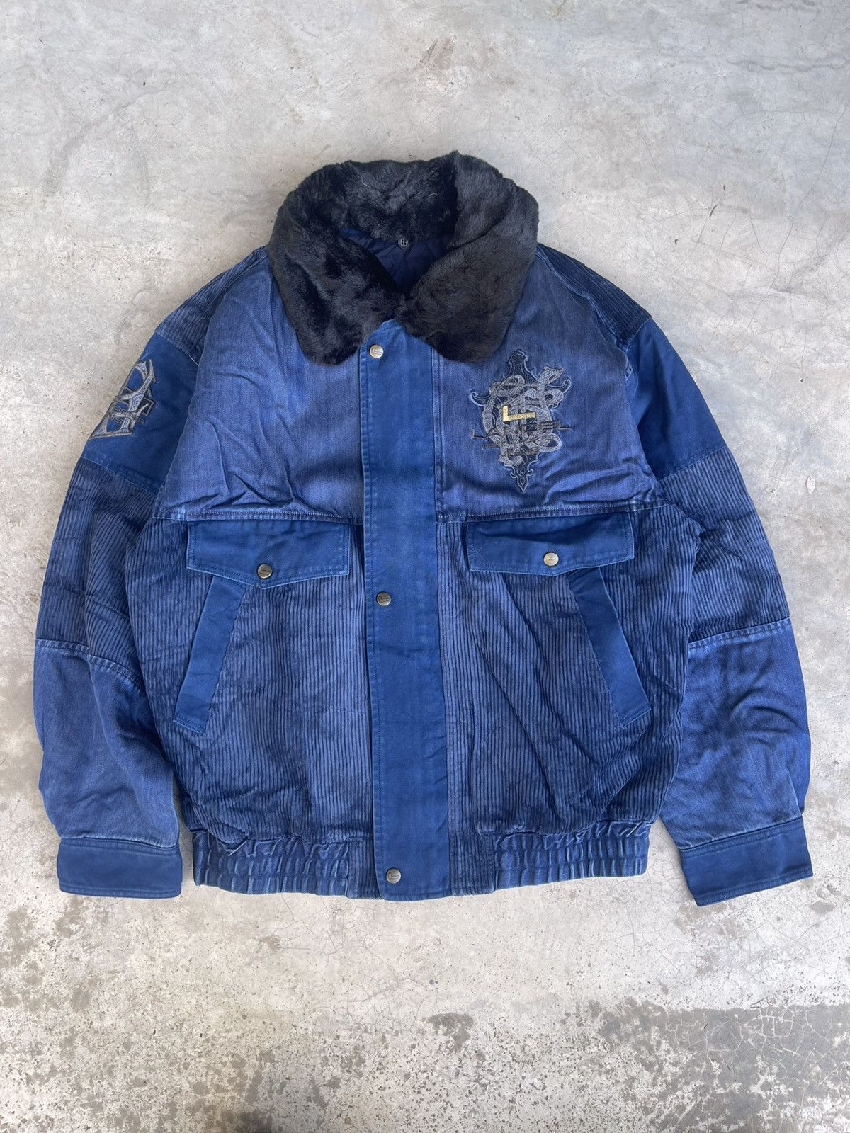 Lancel Lancel cudroy and denim bomber fur neck jacket Size US L / EU 52-54 / 3 - 1 Thumbnail