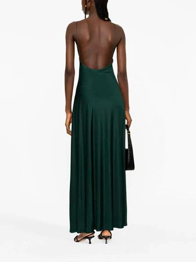 Saint Laurent Paris o1s1wg110924 Dress in Shiny Jersey in Dark Green Size L / US 10 / IT 46 - 2 Thumbnail