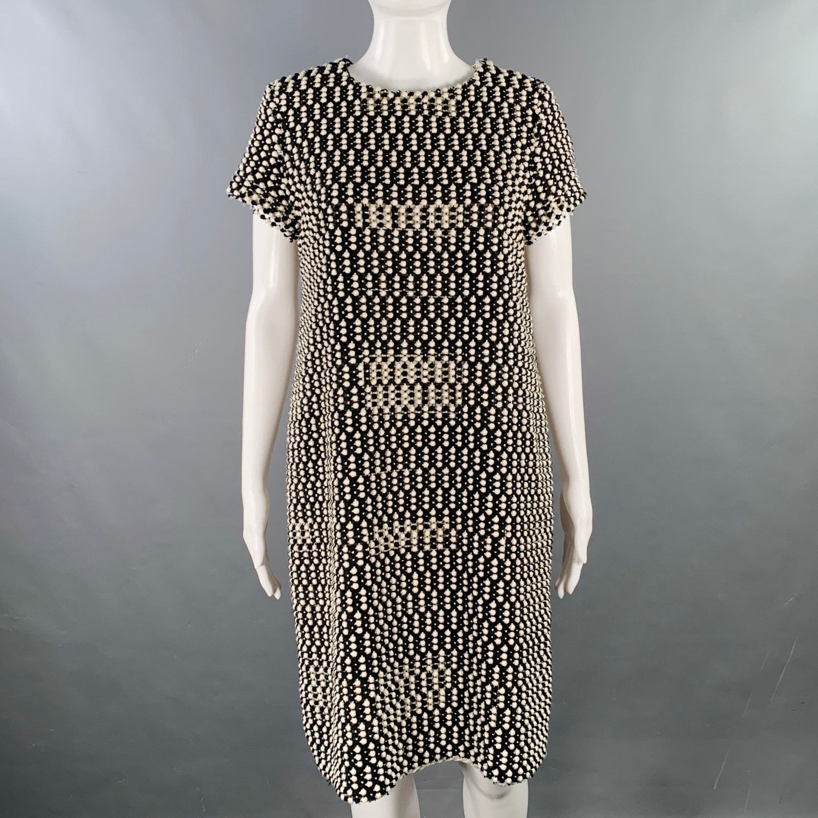 Brooks Brothers Black Fleece BLACK FLEECE Black White Wool Blend Textured Shift Dress Size M / US 6-8 / IT 42-44 - 1 Thumbnail