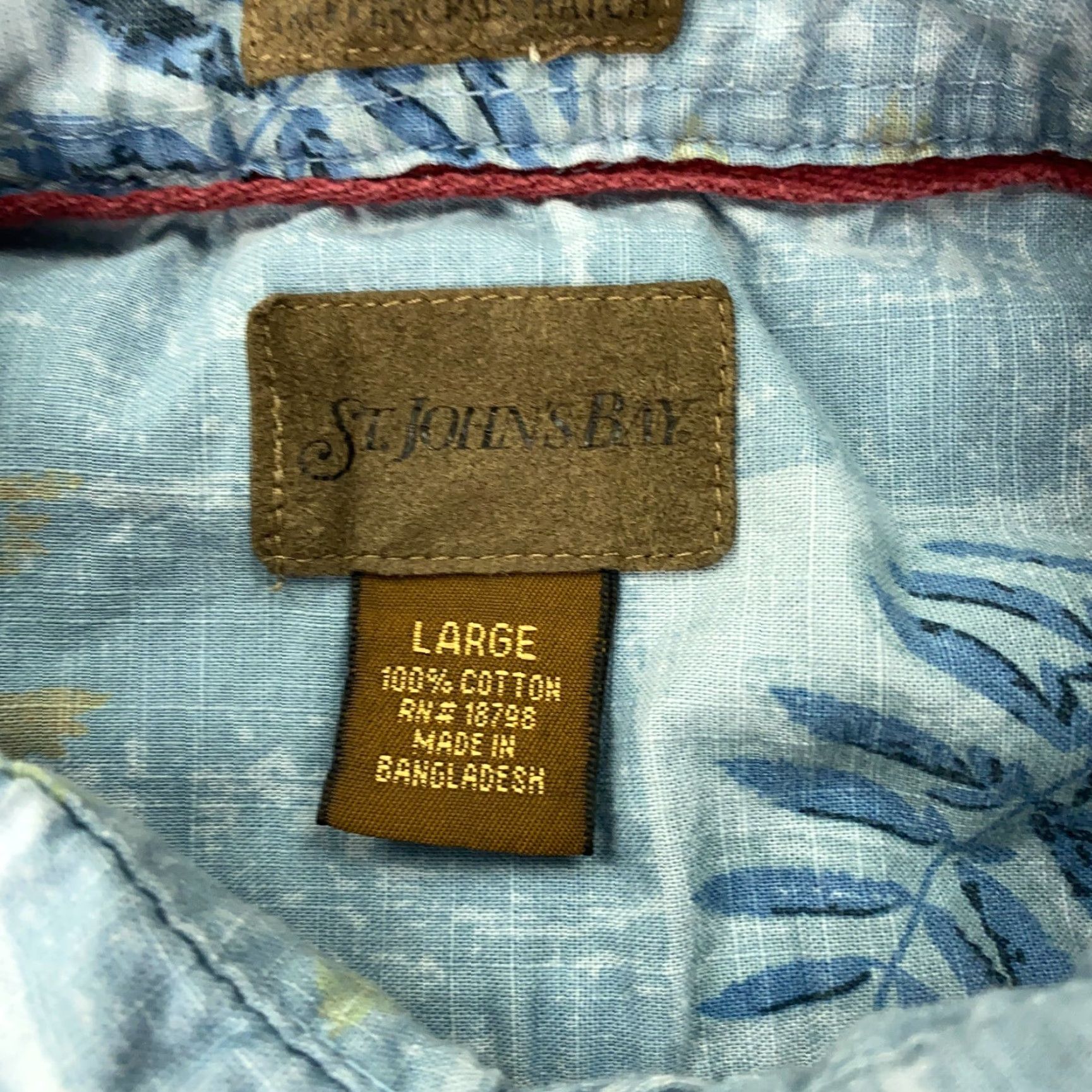 Vintage VINTAGE St. John's Bay Shirt Large Blue Trekker Crosshatch Hawaiian Short Sleeve Shirt Size US L / EU 52-54 / 3 - 4 Thumbnail