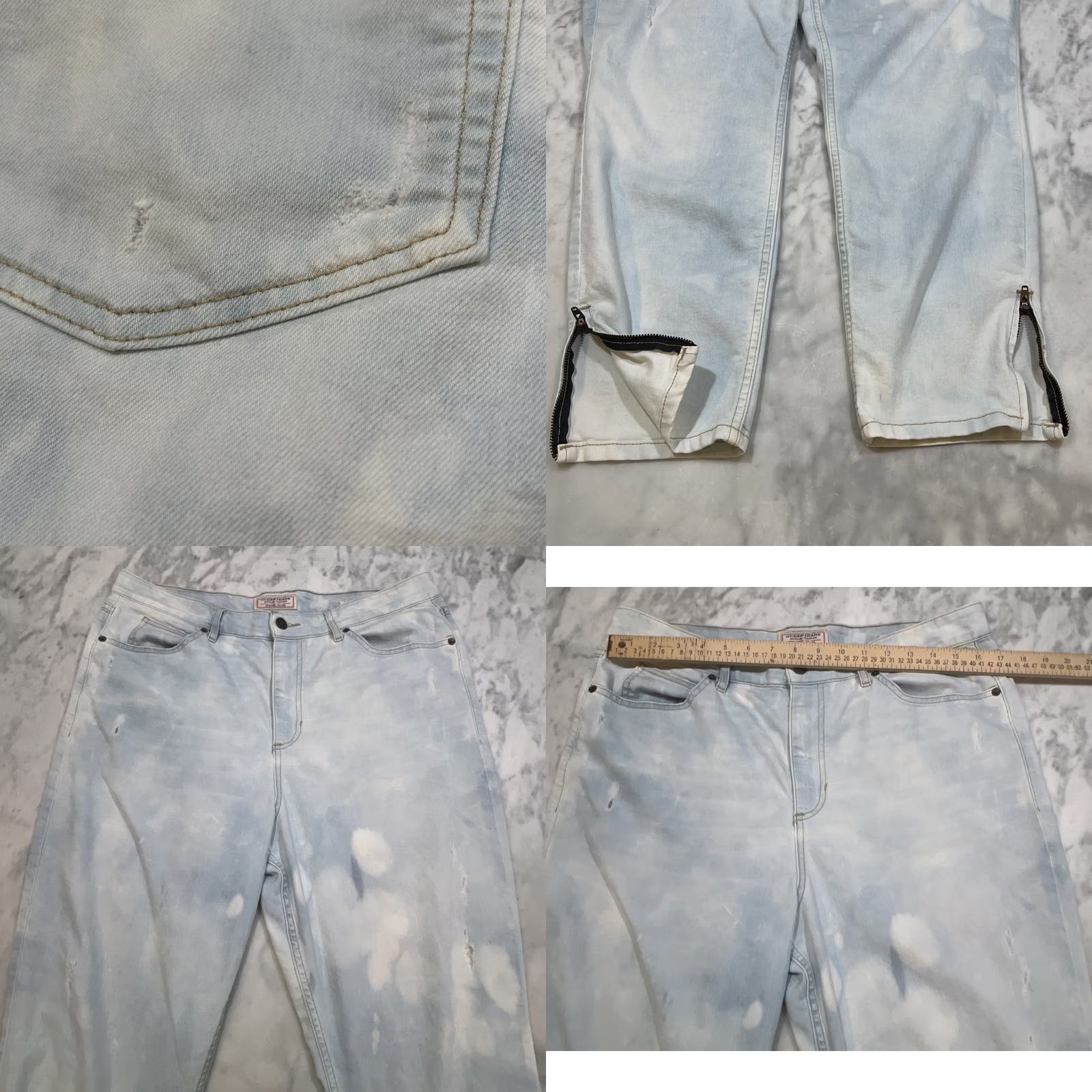 Guess Vintage Guess Jeans Women’s 32 1981 Light Wash Crop Stretch 3 Zip Thrashed Size 24" / US 00 / IT 34 - 8 Thumbnail