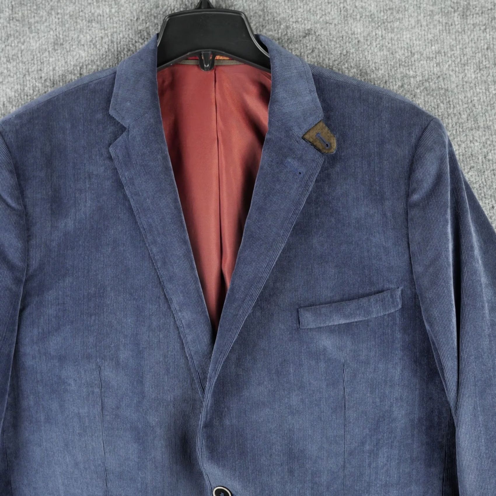English Laundry English Laundry Blazer Mens 2X Blue Corduroy Suit Jacket Elbow Patches Size 48R - 2 Thumbnail