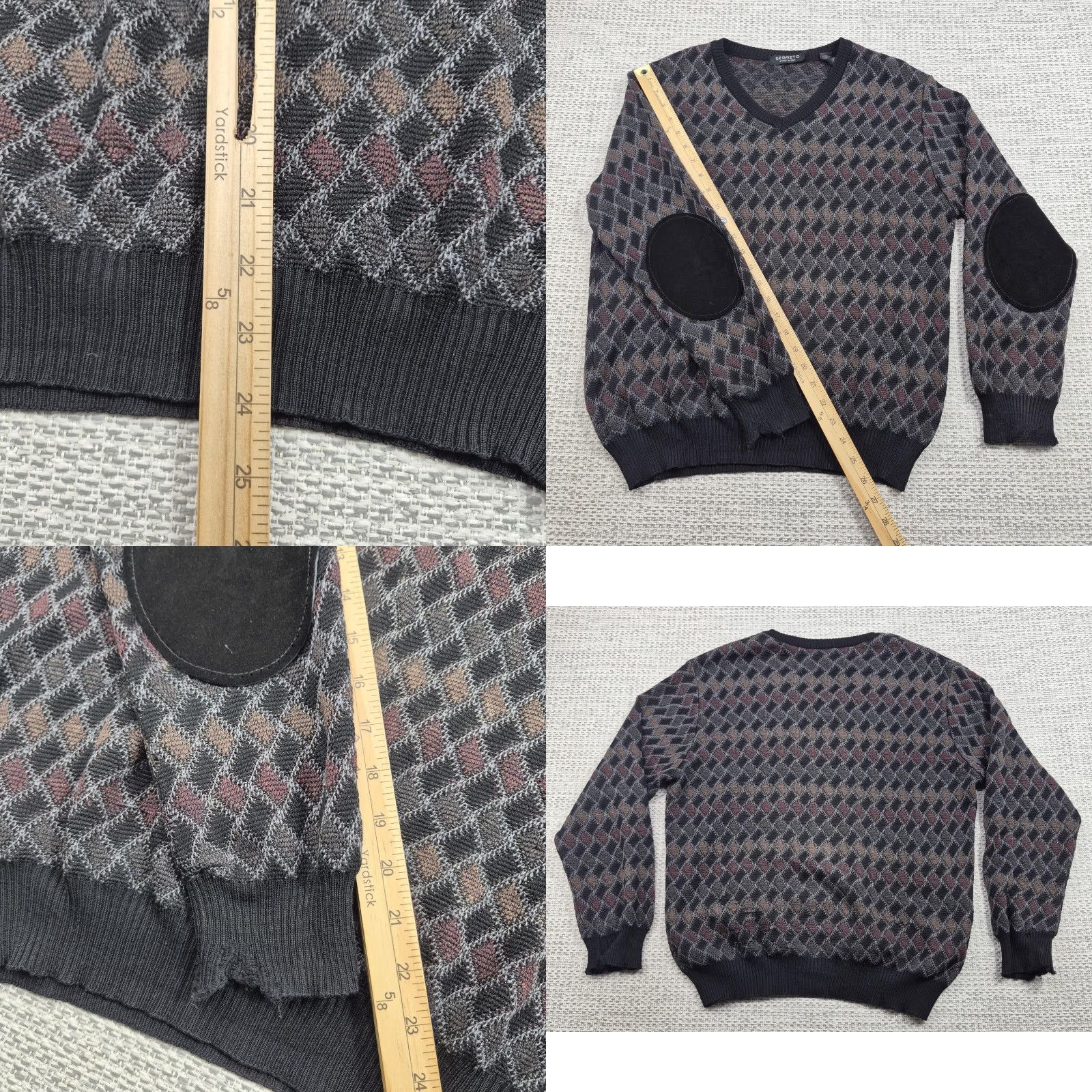 Vintage VINTAGE Segreto Sweater Mens Large Wool Argyle V-Neck Elbow Patch Knit 80s 90s Casual Fil… Size US L / EU 52-54 / 3 - 8 Thumbnail