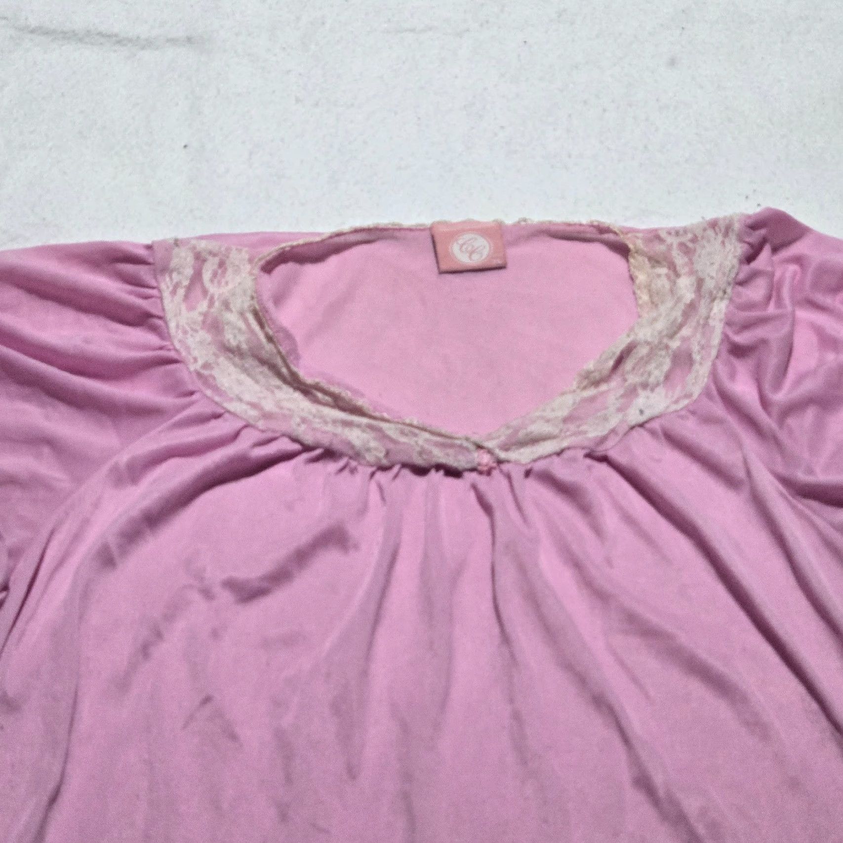 Pinko CC Pink Night Gown Nighty Printed Maxi Sleepwear Adult Women's XL Extra Large Shirt Size ONE SIZE - 2 Thumbnail
