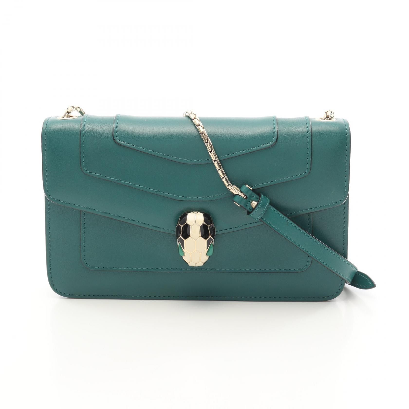Bvlgari Bvlgari Serpenti Forever Leather Shoulder Bag Leather Shoulder Bag in Green, Women's