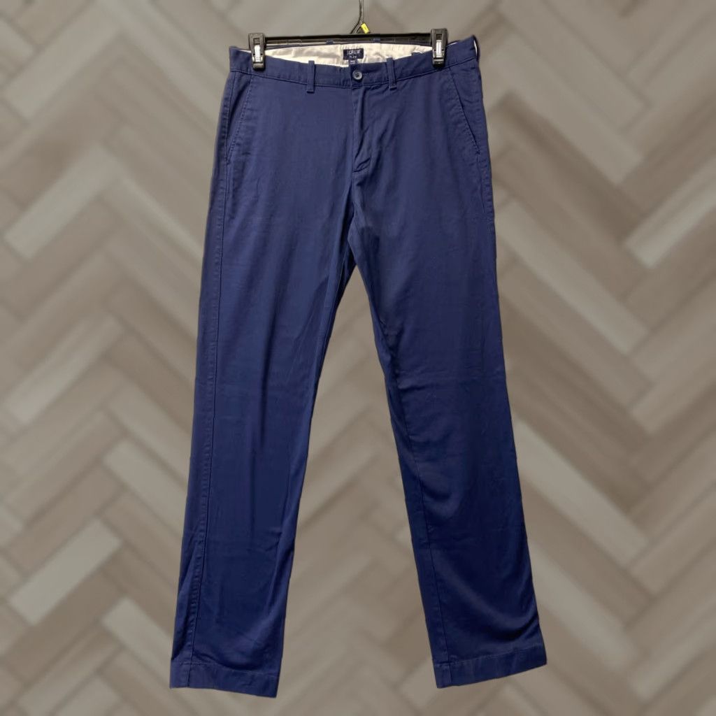 J.Crew J.Crew Chino Pants Mens 32x34 Slim Tapered Navy Cotton Spandex Flat Front Zip Pockets Preppy/0552 Size US 32 / EU 48 - 1 Thumbnail