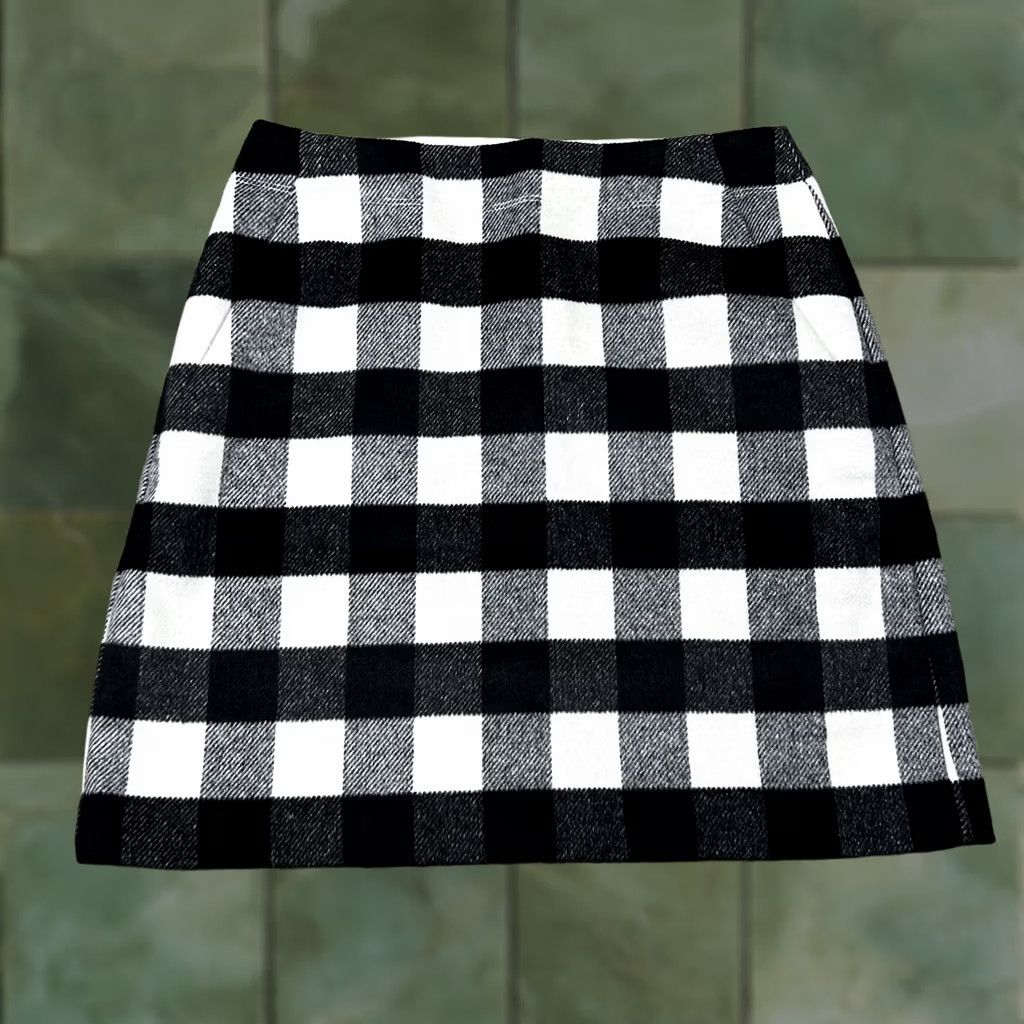 Ann Taylor Ann Taylor Loft Skirt Womens 4 Black White Plaid Lined Slit Pockets A-Line Short Dress Formal Casual Workwear Professional Women Size 27" / US 4 / IT 40 - 1 Thumbnail