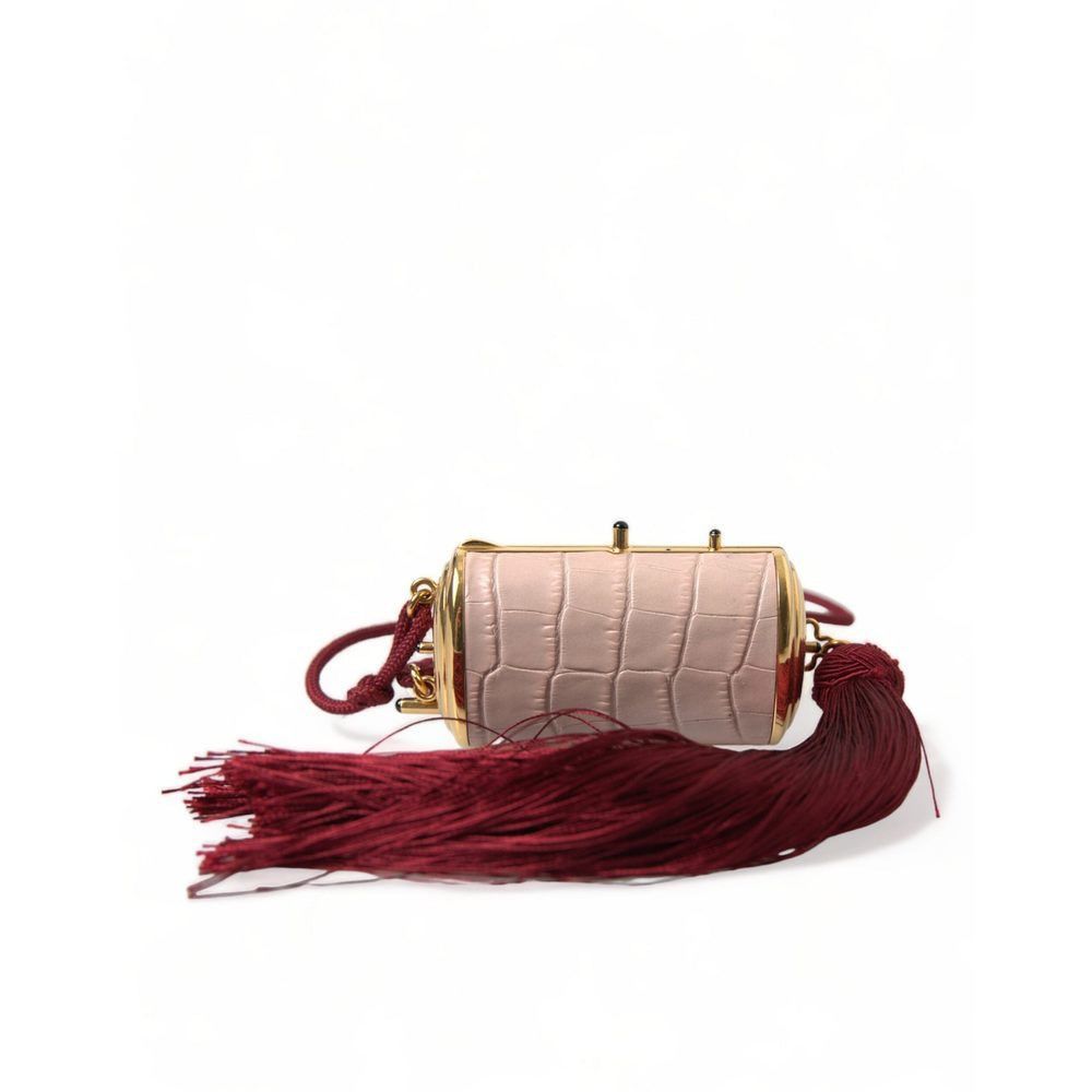Dolce & Gabbana Dolce & Gabbana Pink Exotic Leather Mini Mirror Tassel Makeu Size ONE SIZE - 3 Thumbnail