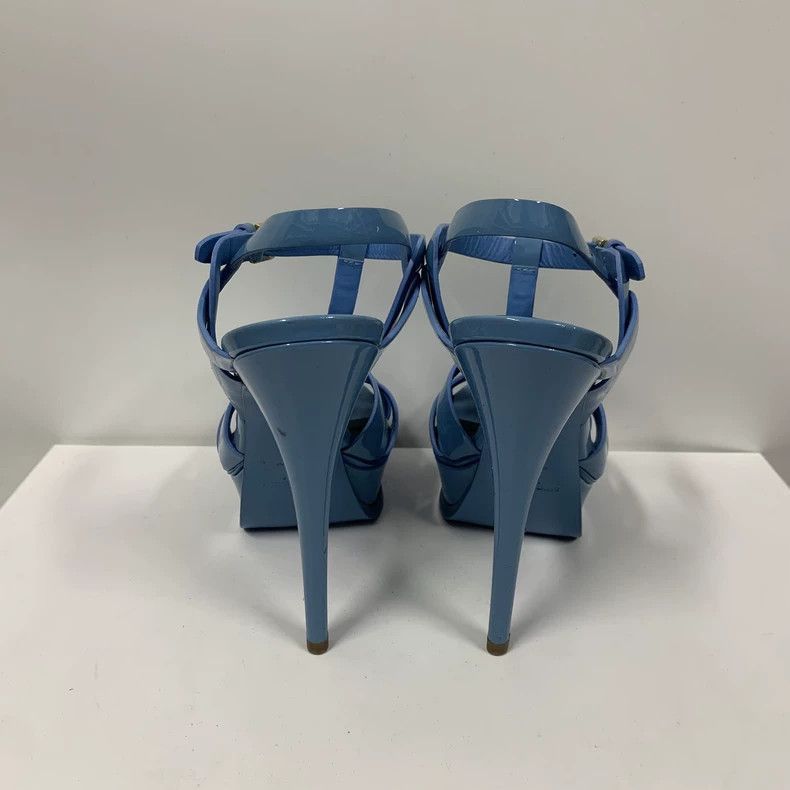 Yves Saint Laurent YSL Blue Patent Leather High Heels Size 36-2506 Size US 6 / IT 36 - 7 Thumbnail