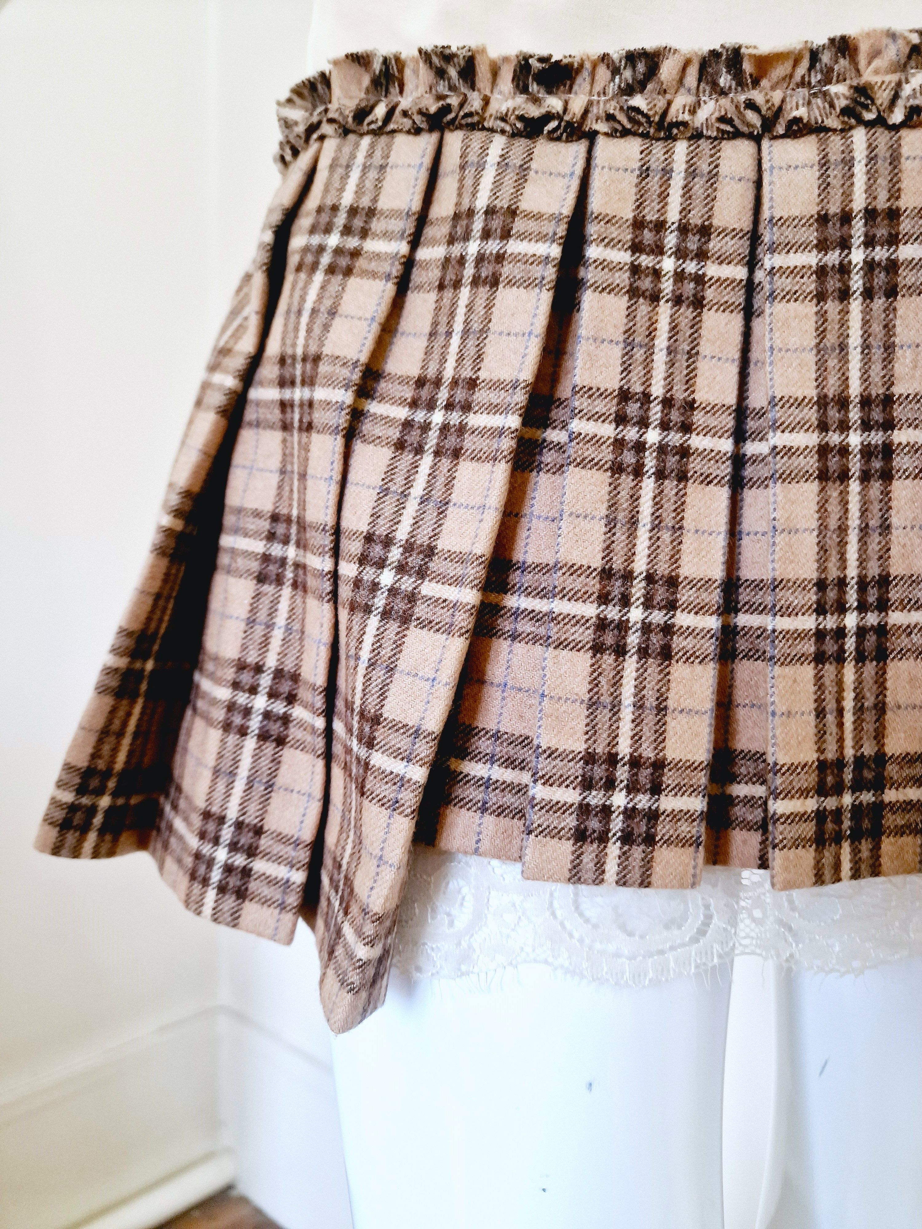 Dolce and Gabbana Tartan Trim Pleated Checked D&G Mini Skirt