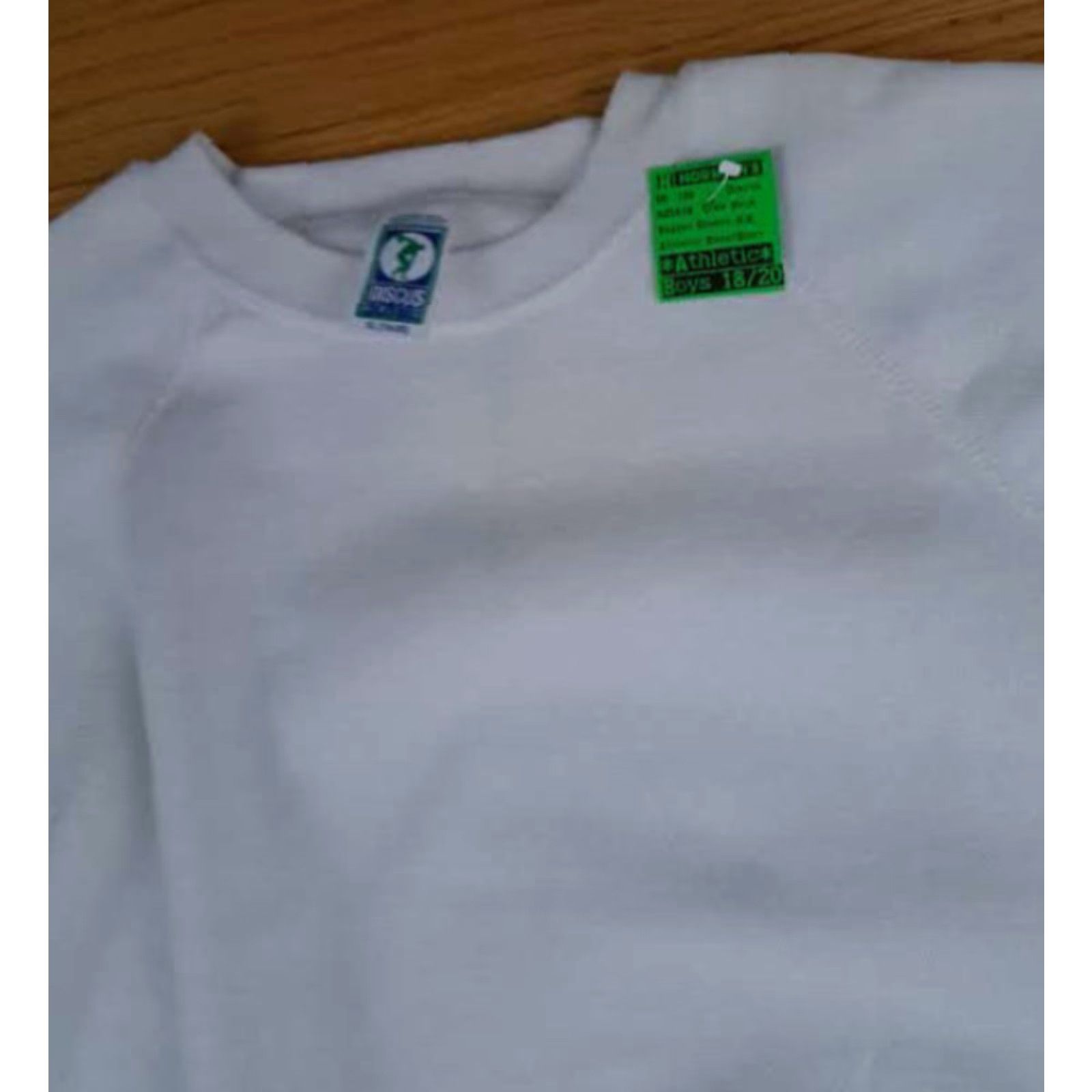 Vintage VINTAGE Discus Sweatshirt United States Made White XL Crew Neck Long Sleeve Pullover Unisex Adults USA Pattern Solid 24in long 20in chest Size US XL / EU 56 / 4 - 3 Thumbnail